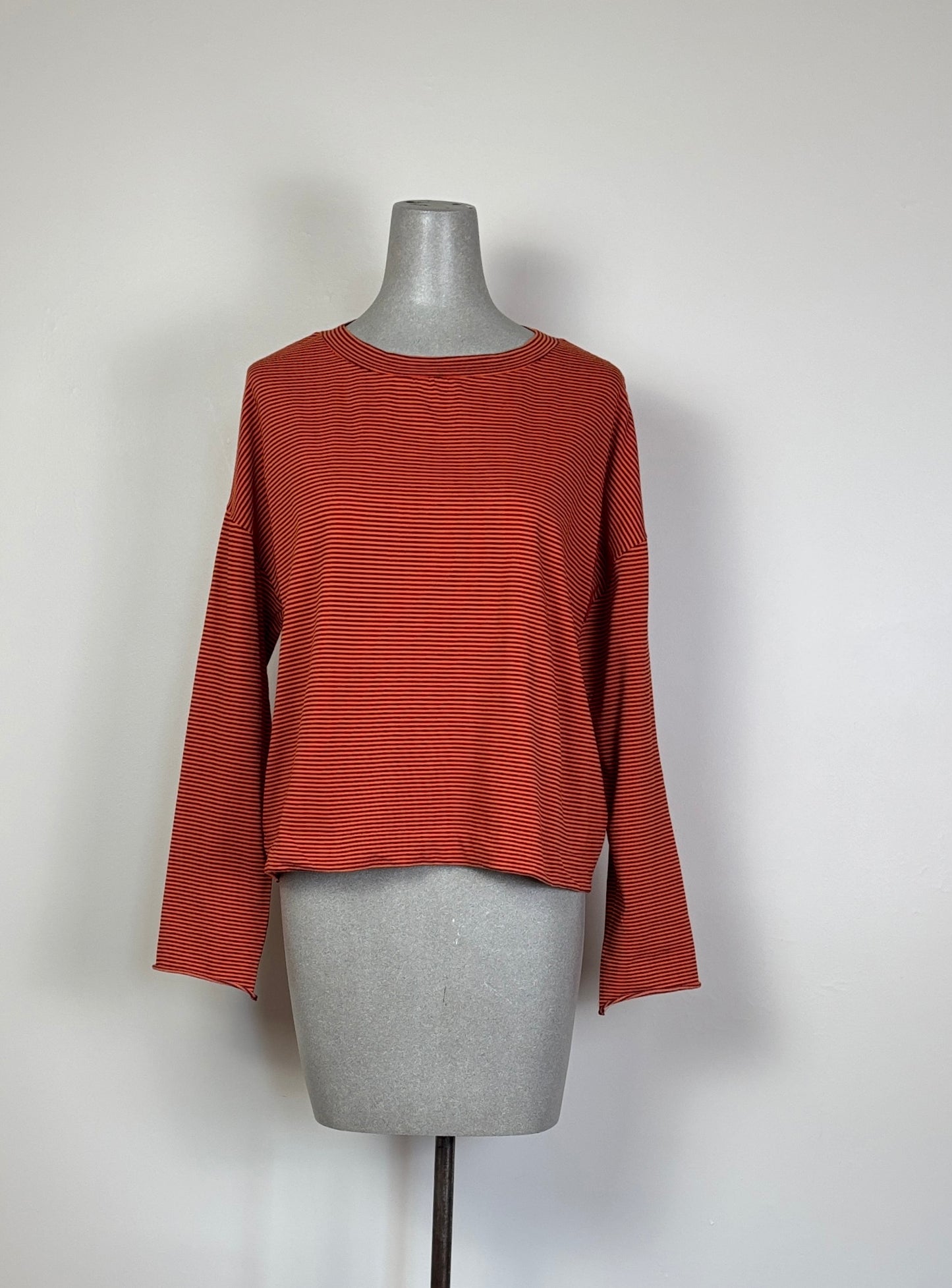 KnitKnit ~ Easy Long Sleeve Top - Arancio/Mattone Stripe
