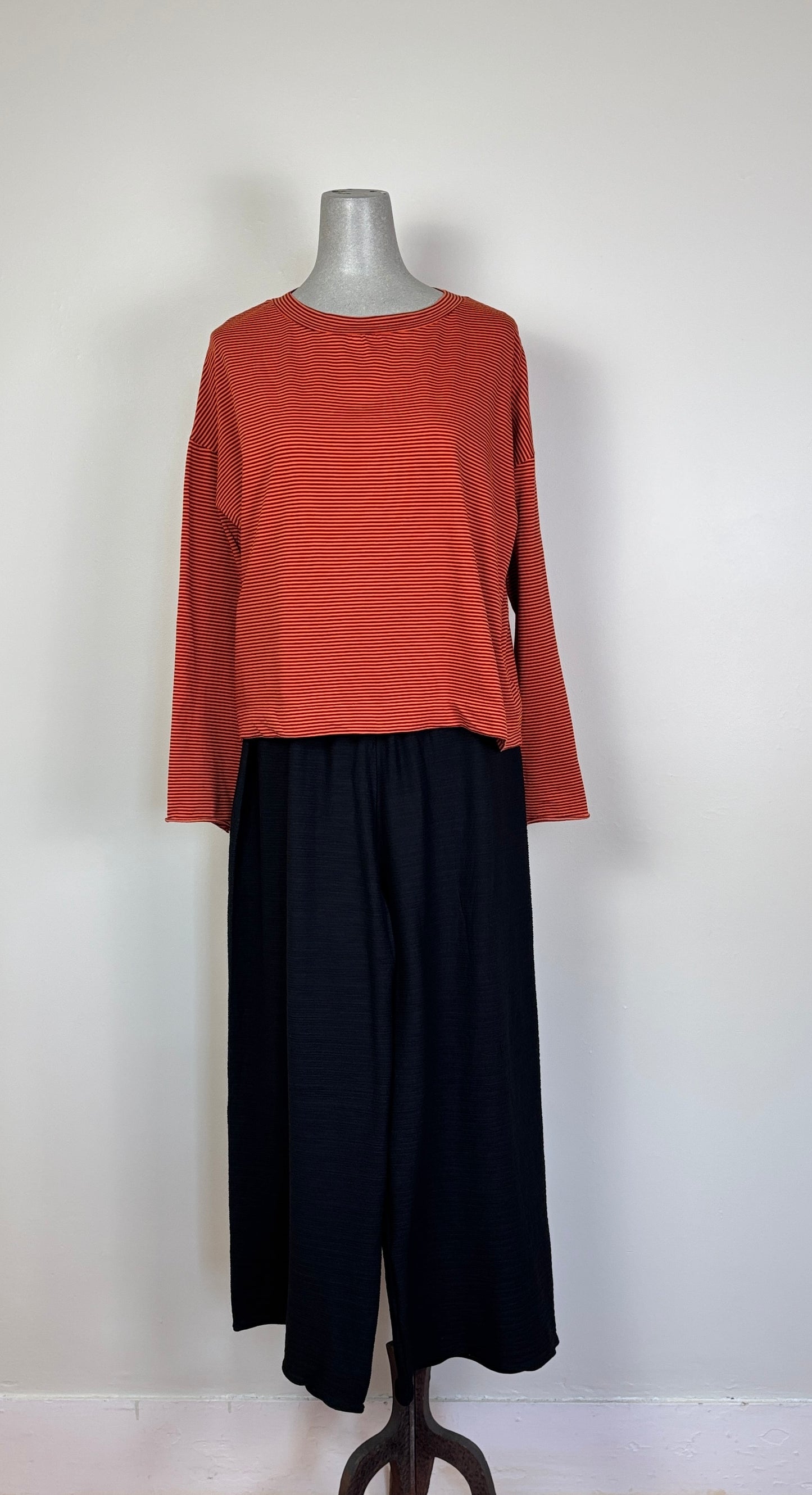 KnitKnit ~ Easy Long Sleeve Top - Arancio/Mattone Stripe