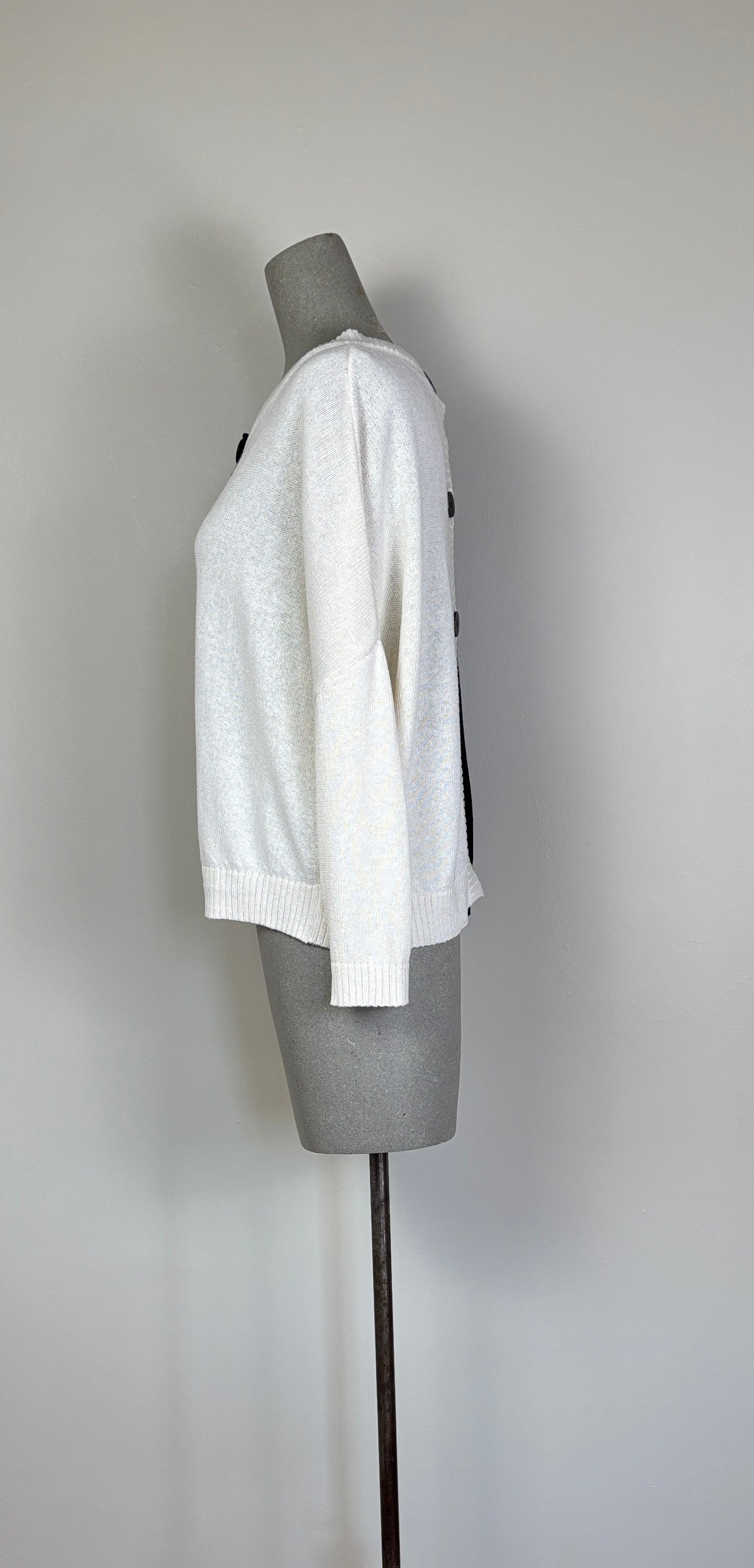 KnitKnit ~ Color Block Two Button Cardigan - Latte/Navy