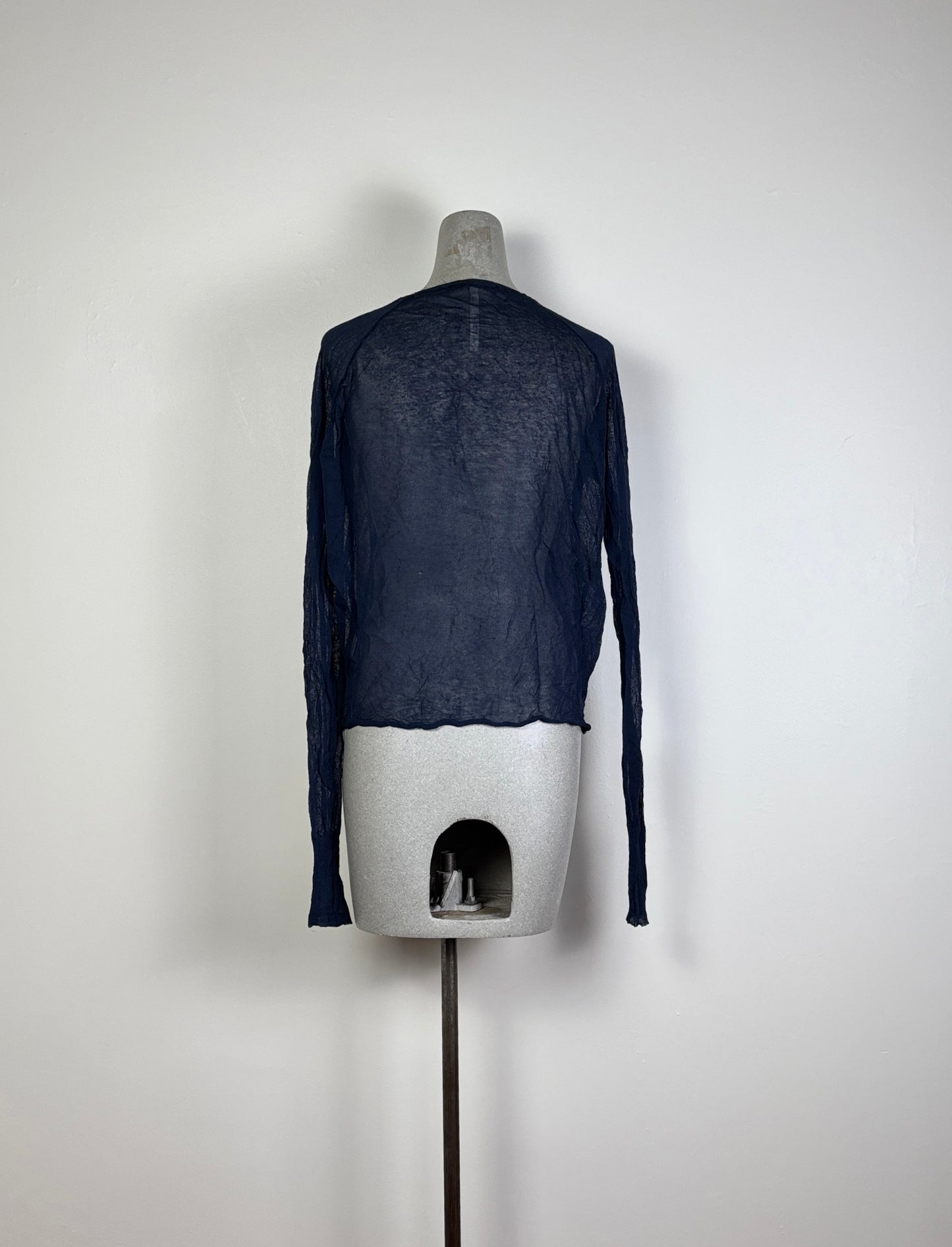 MJW ~ Crinkle Round Neck Pullover - Navy