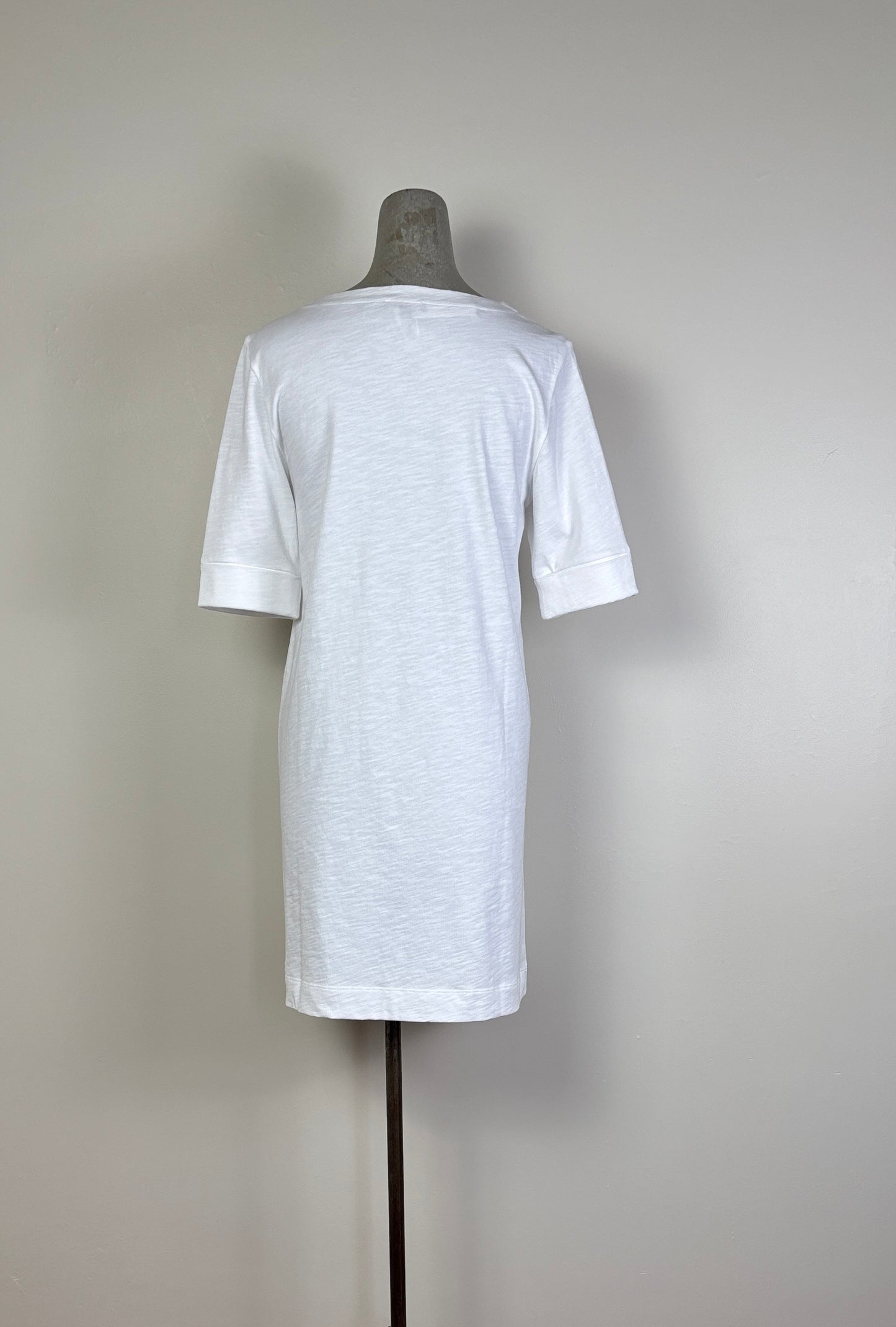 Lilla P. ~ Elbow Sleeve Split Neck Dress - White