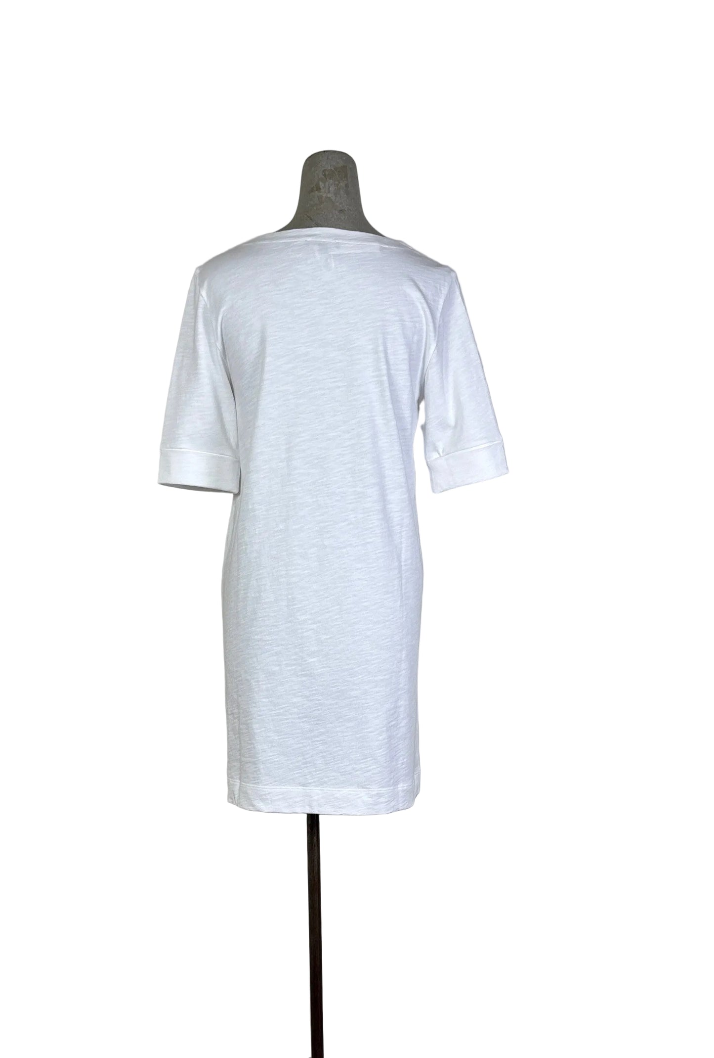 Lilla P. ~ Elbow Sleeve Split Neck Dress - White