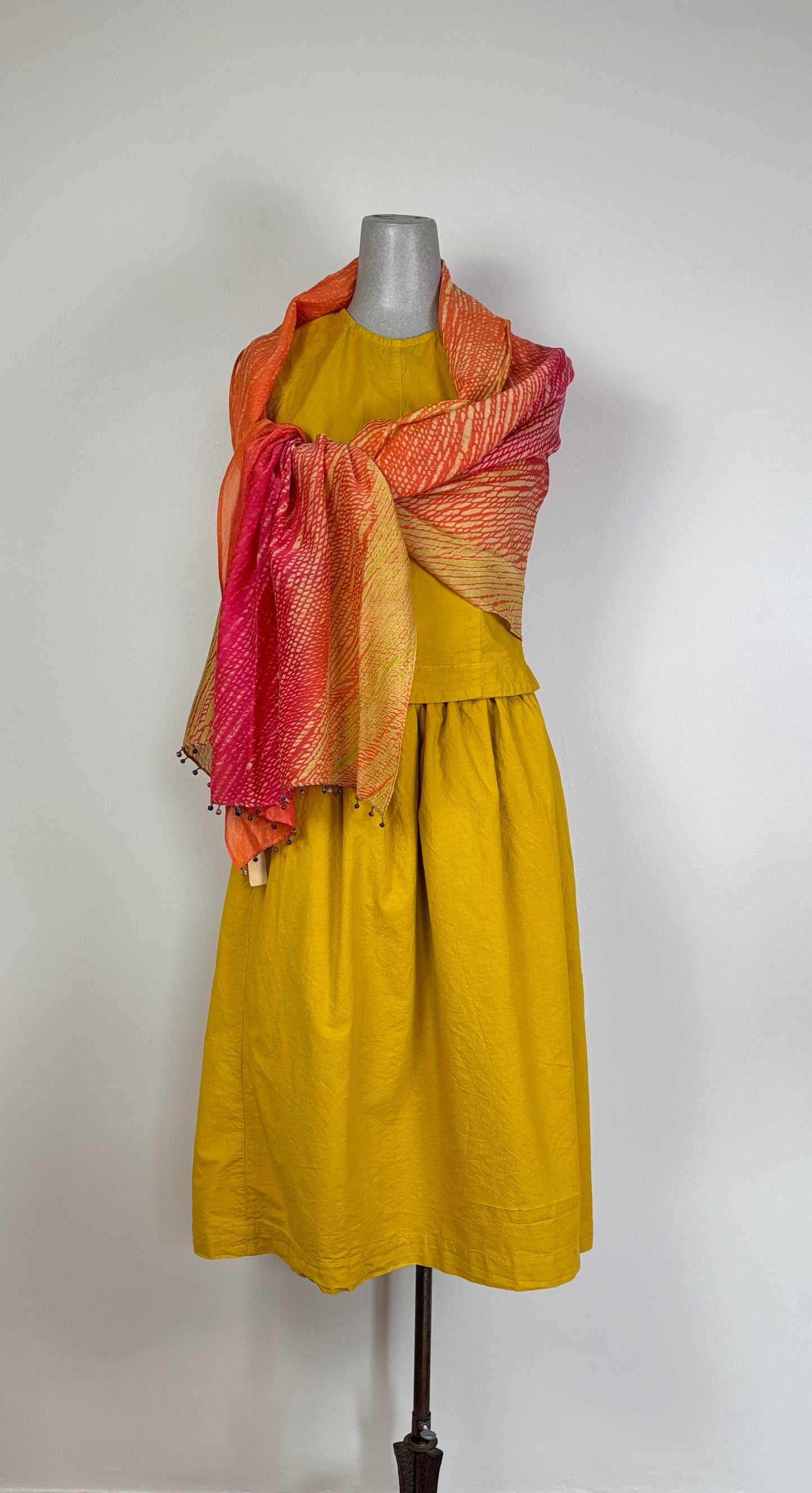 Neeru Kumar ~ Cotton/Silk Scarf - Yellow/Orange