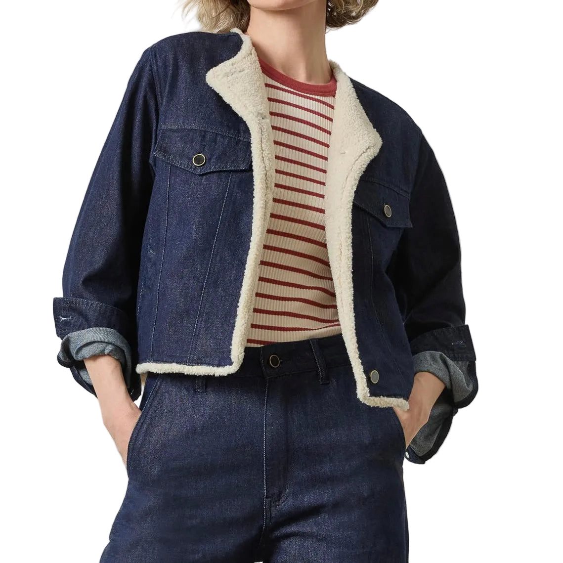 Lilla P. ~ Sherpa Lined Jean Jacket - Dark Wash