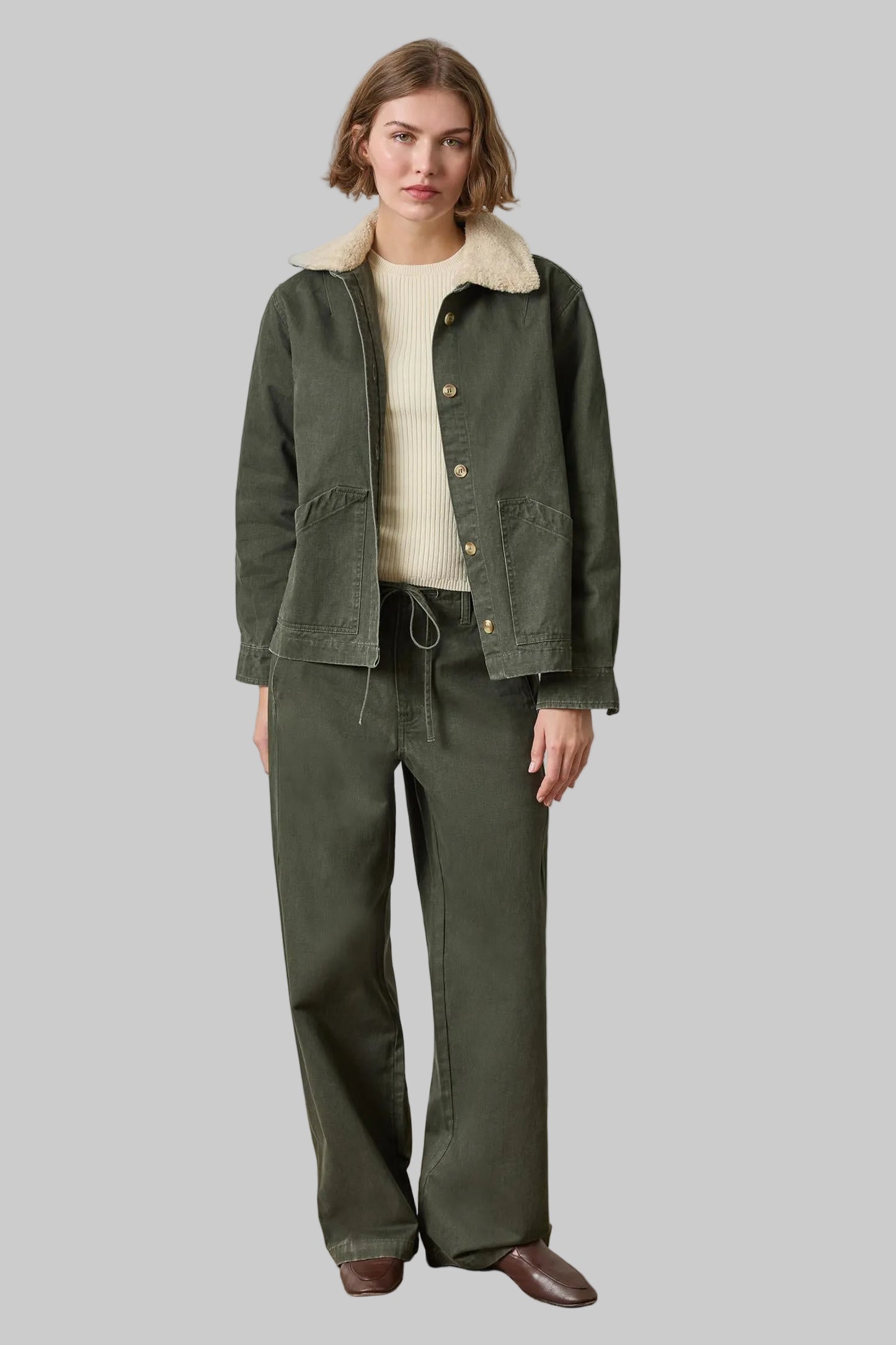 Lilla P. ~ Washed Twill Pleat Back Jacket - Juniper