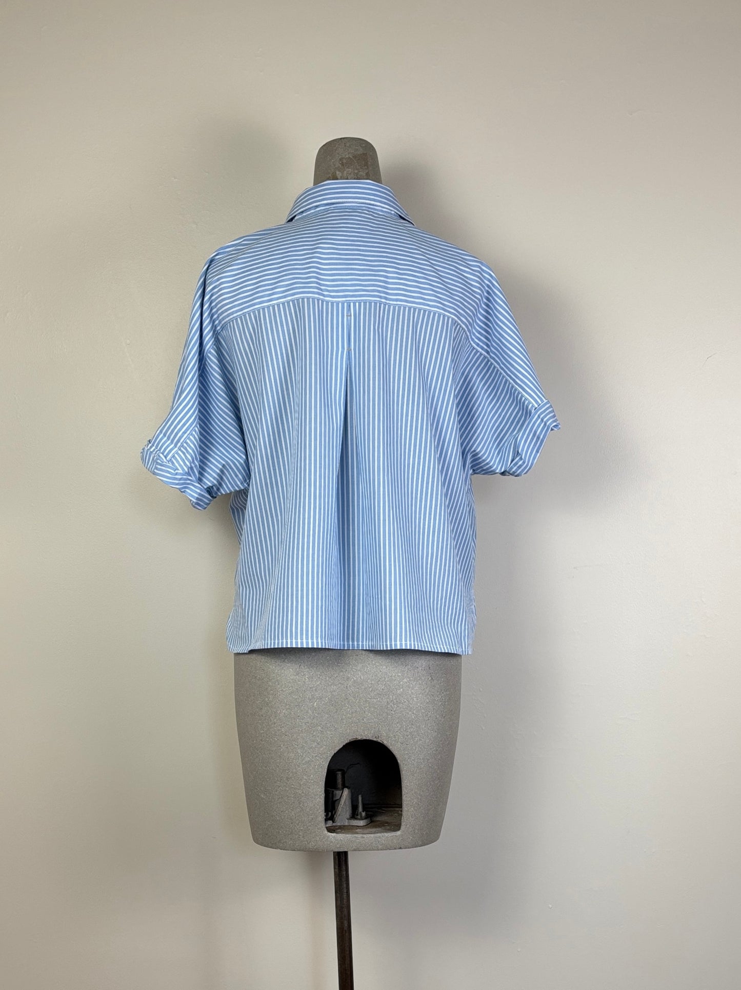 Lilla P. ~ Striped Boxy Button Down - Malibu Stripe