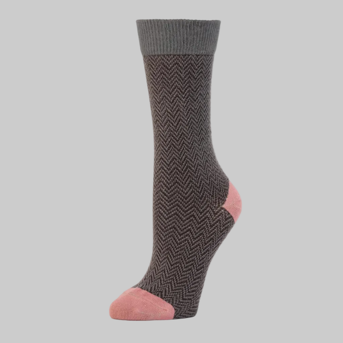 Zkano ~ Textured Herringbone Crew - Ash Brown