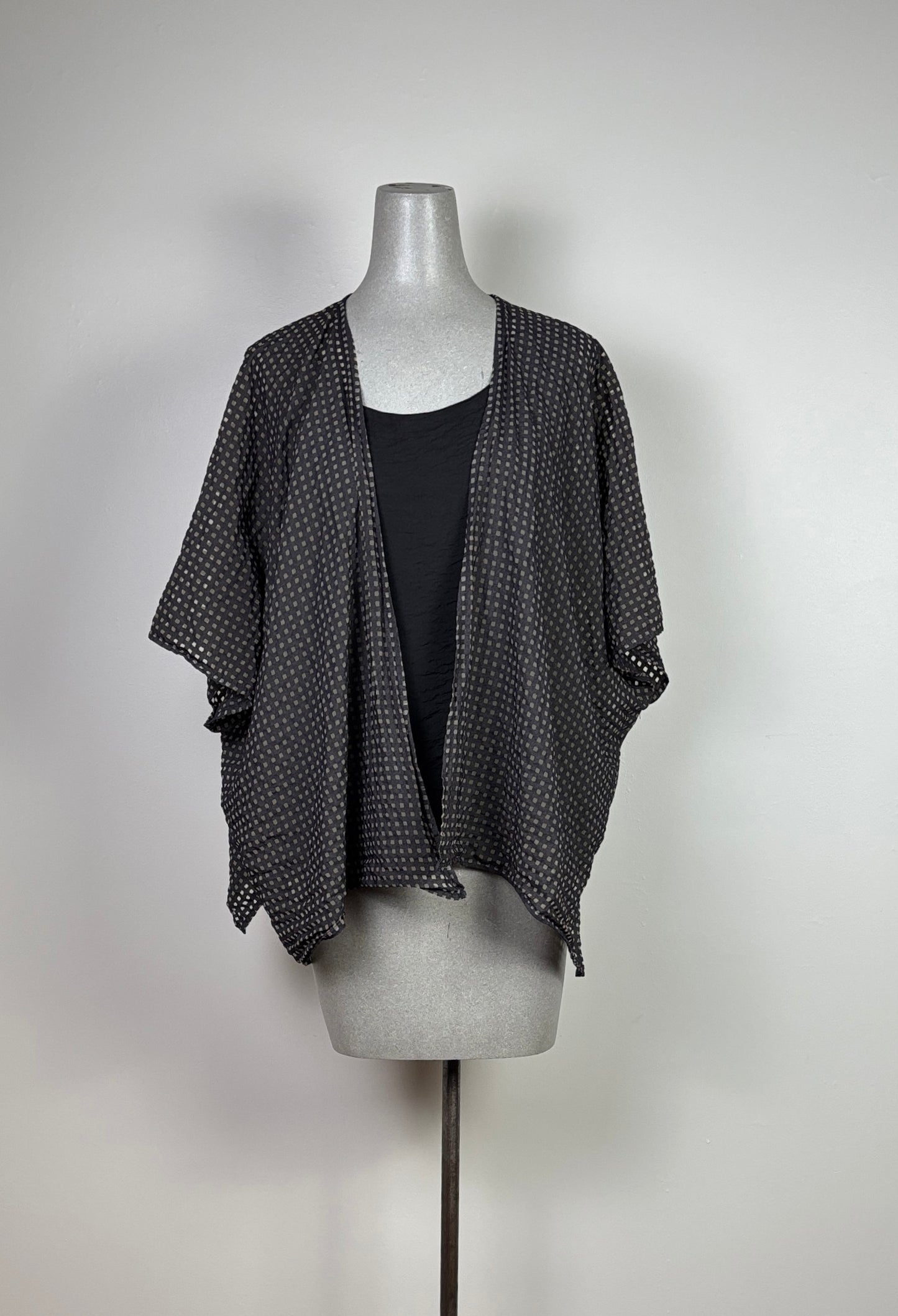 Cut Loose ~ Burnout Check Shawl Cardigan - Lights Out