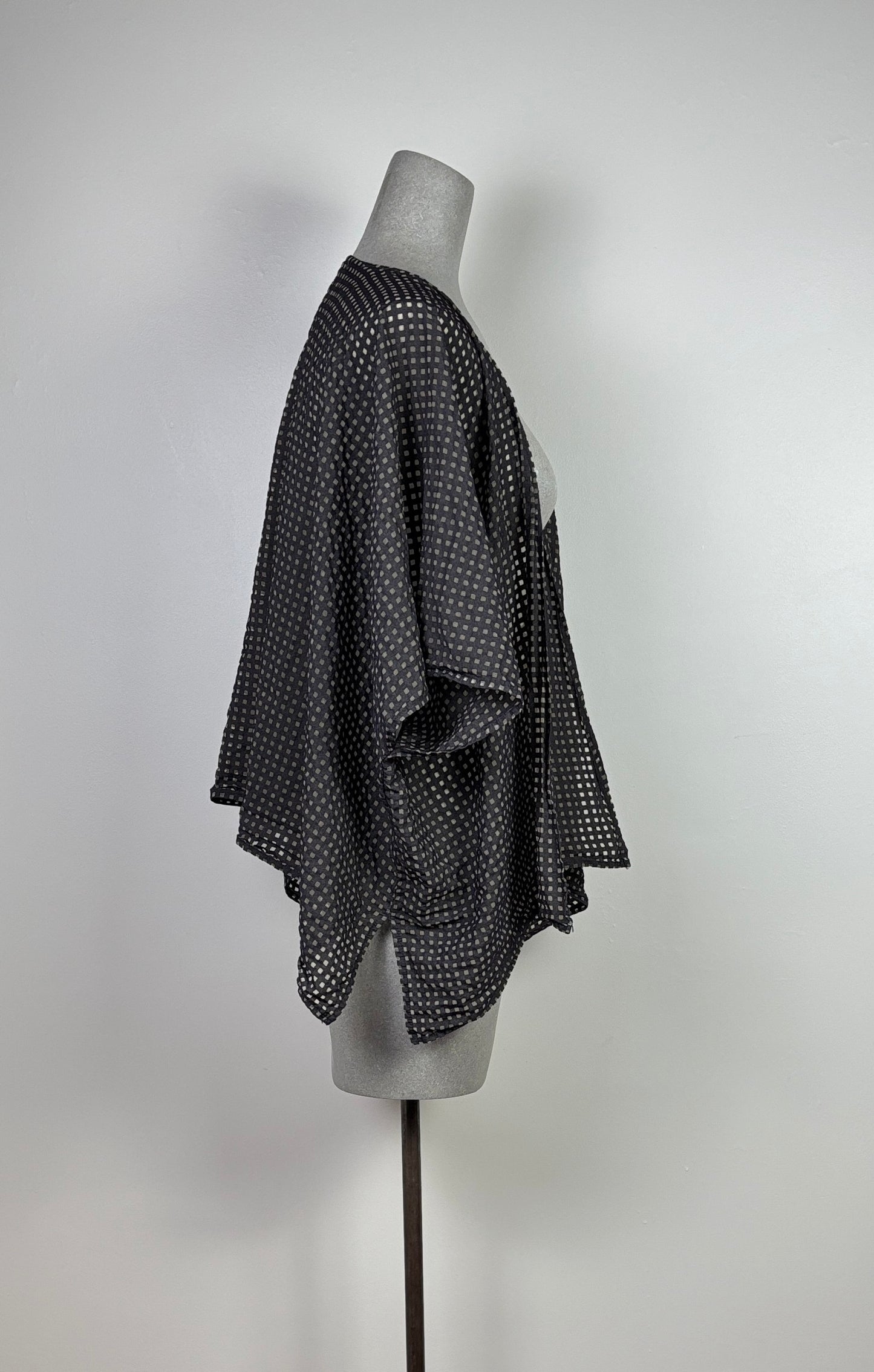 Cut Loose ~ Burnout Check Shawl Cardigan - Lights Out