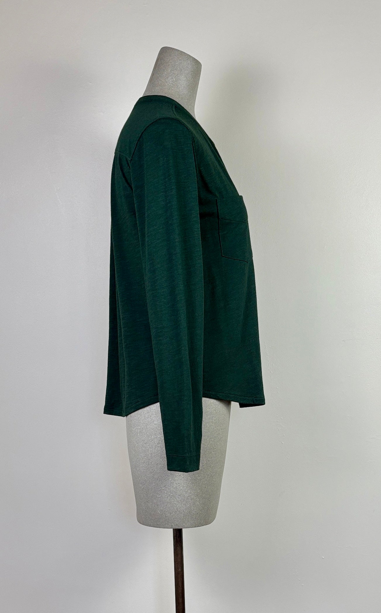 Lilla P. ~ Mandarin Collar Button Down - Spruce