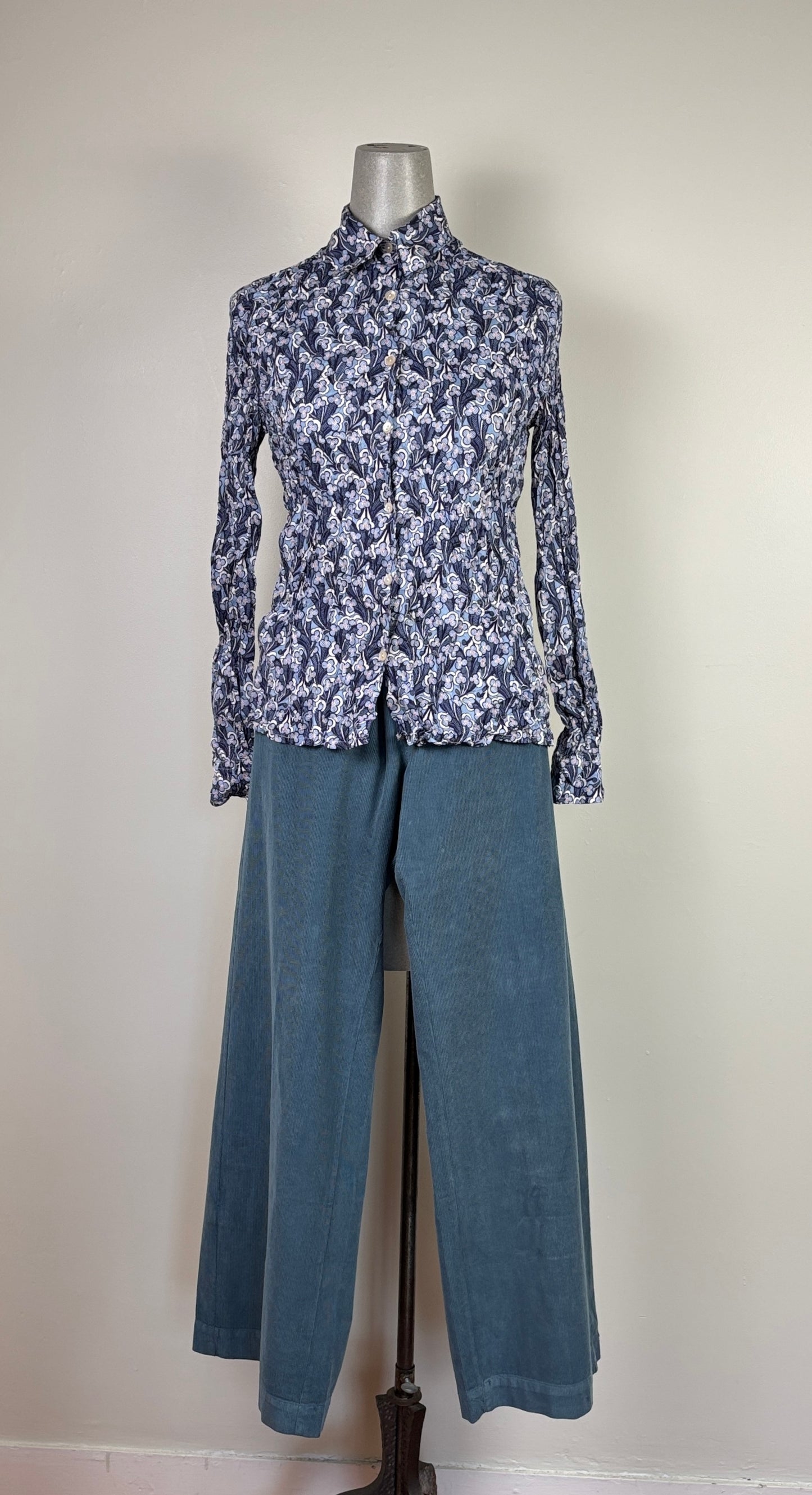 Miki Thumb  ~  Liberty Print Crinkle Shirt - Laith Navy