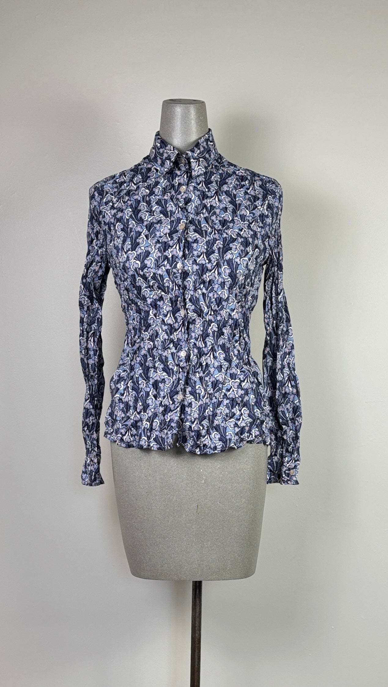 Miki Thumb  ~  Liberty Print Crinkle Shirt - Laith Navy
