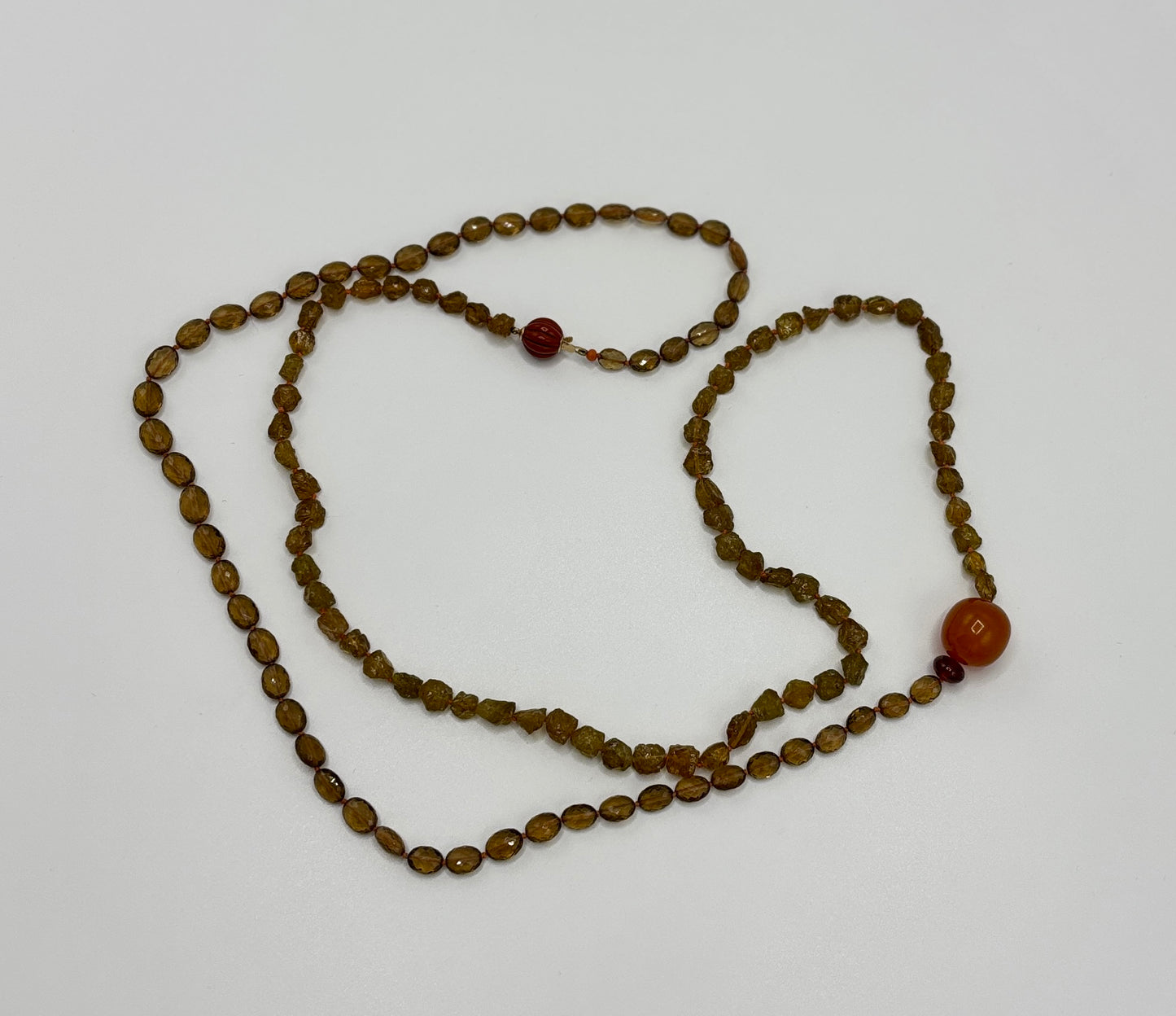 Rebecca Brenner Jewelry ~ Faceted Citrine + Raw Garnet Necklace