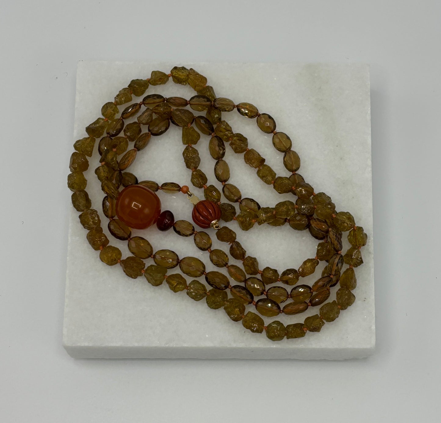 Rebecca Brenner Jewelry ~ Faceted Citrine + Raw Garnet Necklace