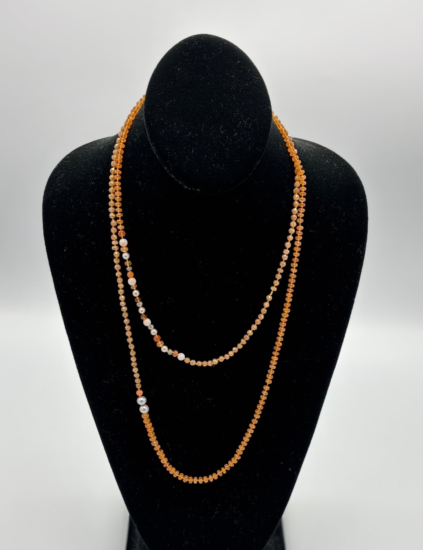 Rebecca Brenner Jewelry ~ Spessartine + Multi Color Pearl Necklace