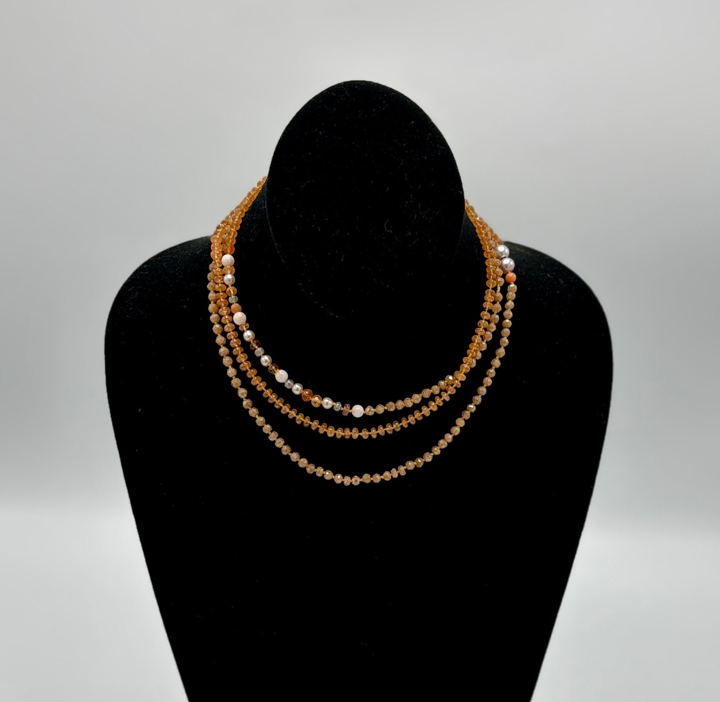 Rebecca Brenner Jewelry ~ Spessartine + Multi Color Pearl Necklace
