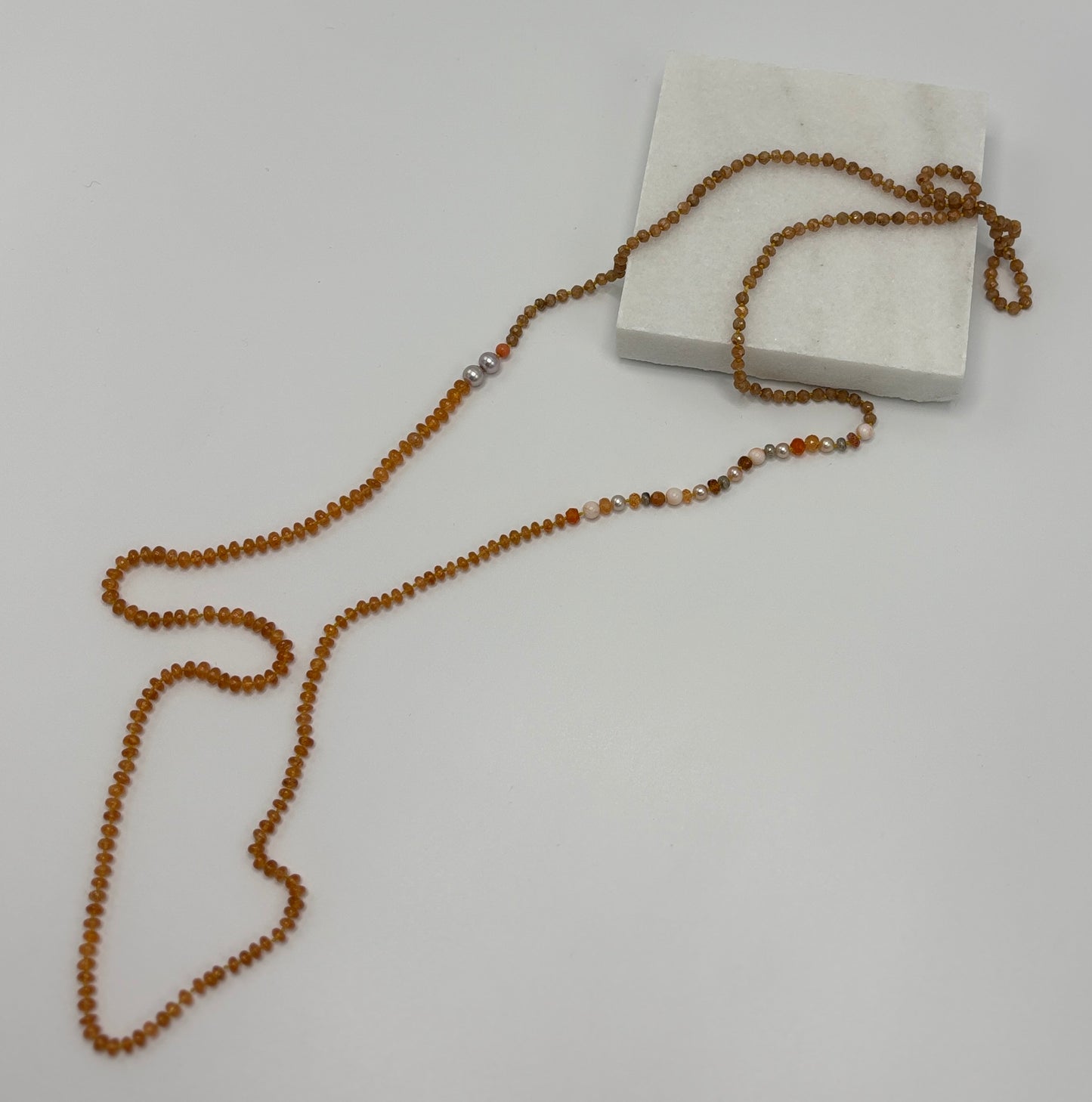 Rebecca Brenner Jewelry ~ Spessartine + Multi Color Pearl Necklace