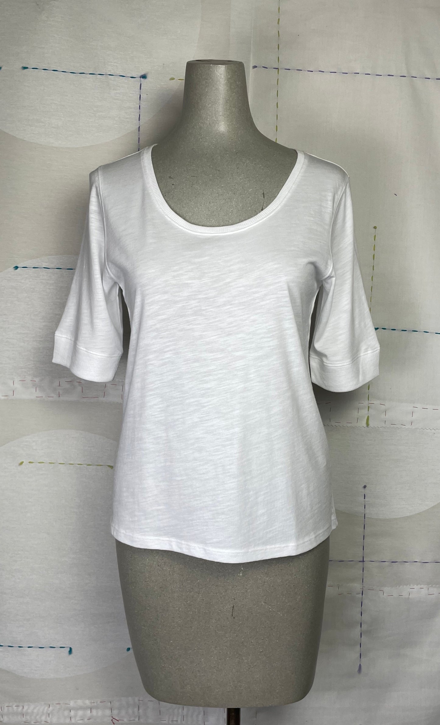 Lilla P. ~ Elbow Sleeve Ballet Neck- White