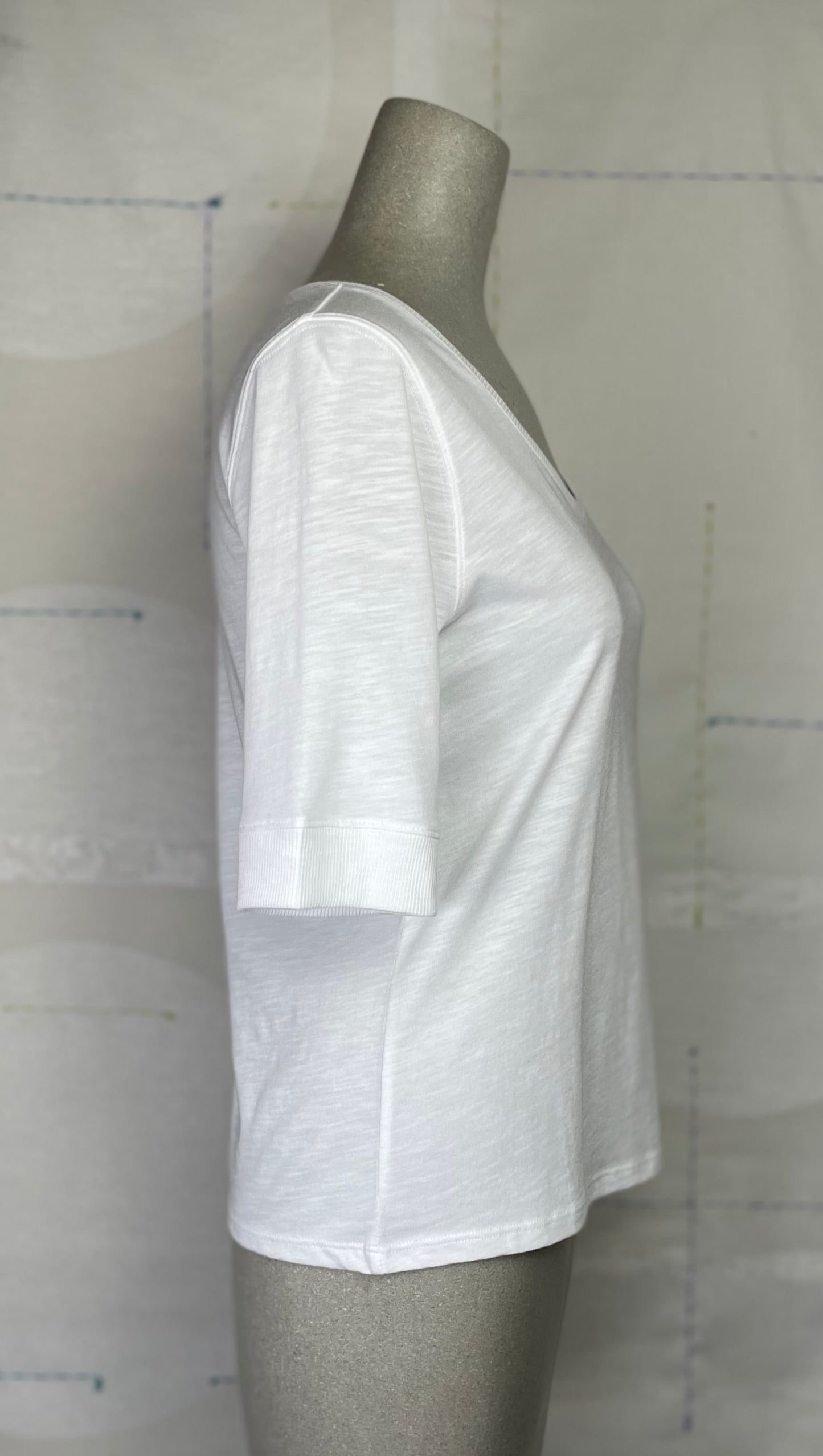 Lilla P. ~ Elbow Sleeve Ballet Neck- White