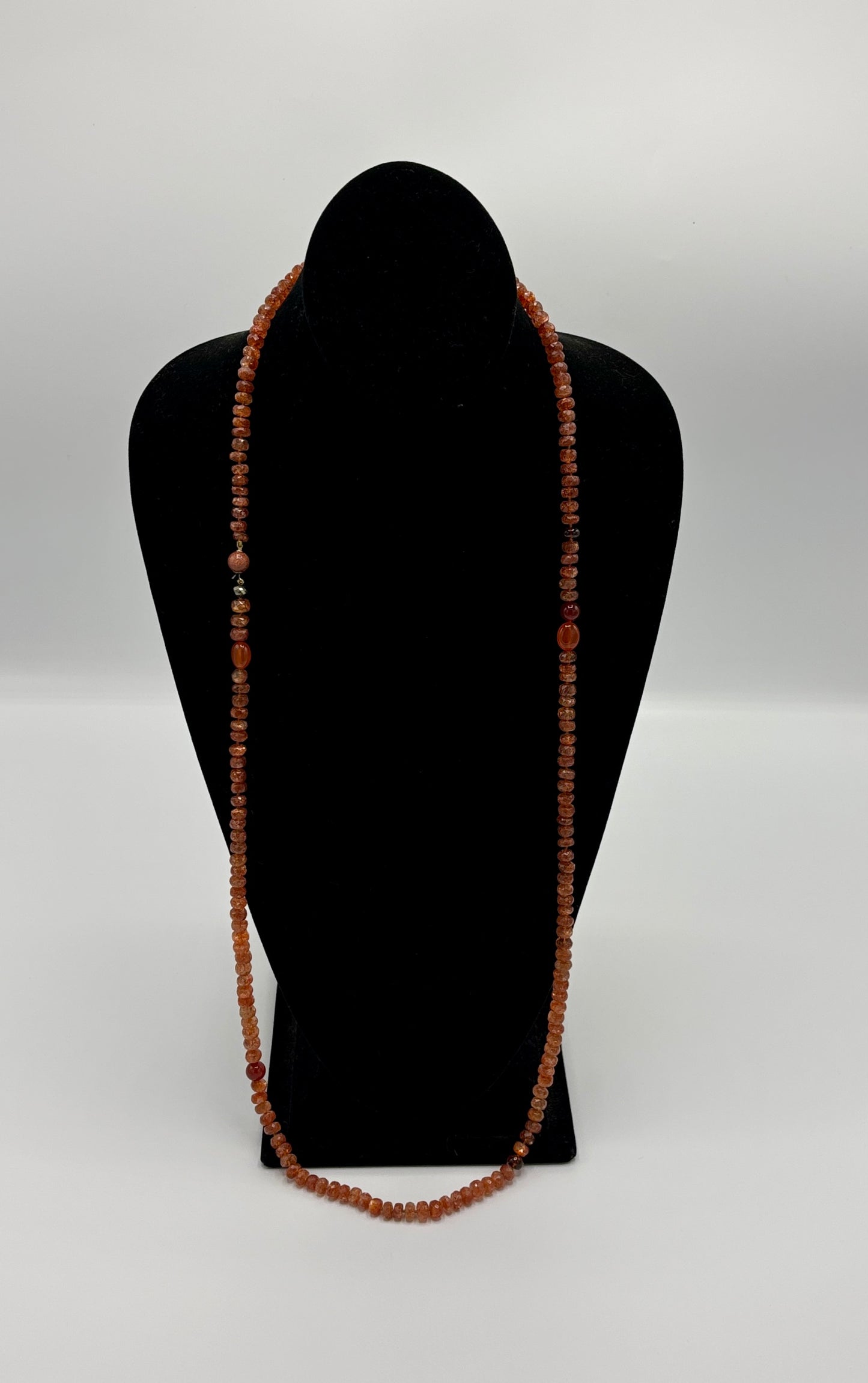 Rebecca Brenner Jewelry ~ Rare Faceted Sunstone + Round Carnelian Necklace