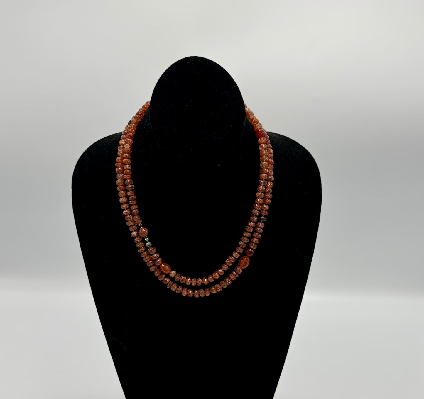 Rebecca Brenner Jewelry ~ Rare Faceted Sunstone + Round Carnelian Necklace