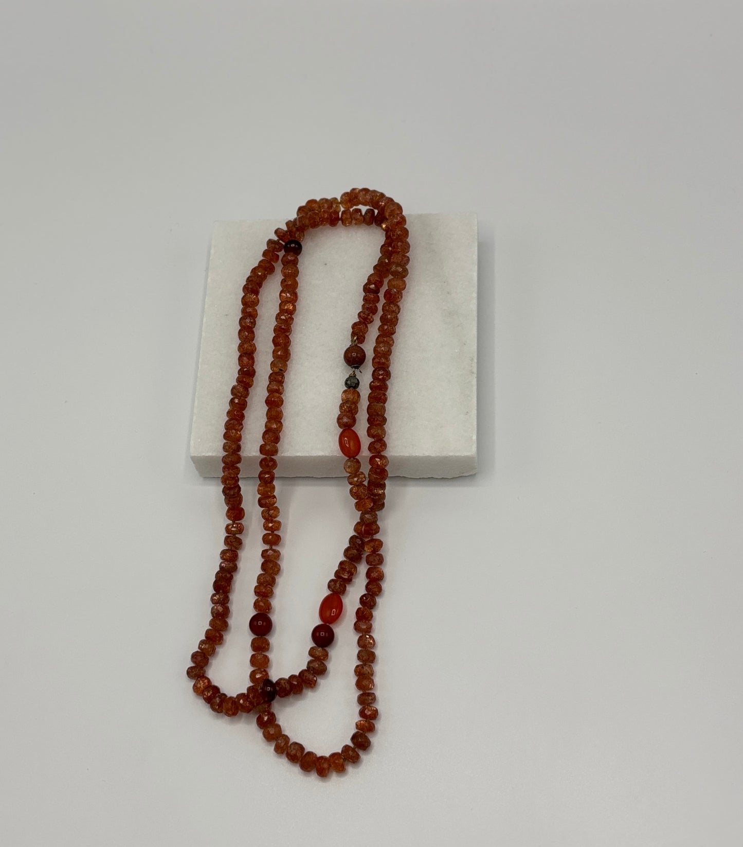 Rebecca Brenner Jewelry ~ Rare Faceted Sunstone + Round Carnelian Necklace
