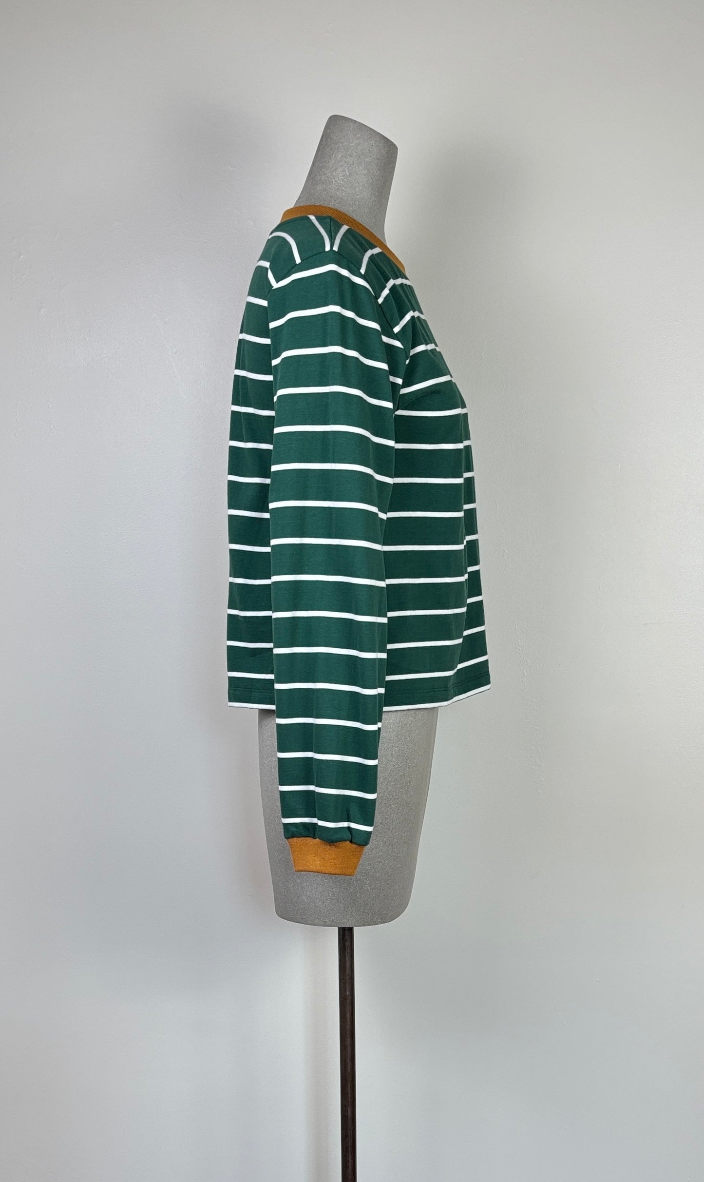 Beaumont Organic ~ Sierra-Sue Striped Tee - Pine Green/Off White