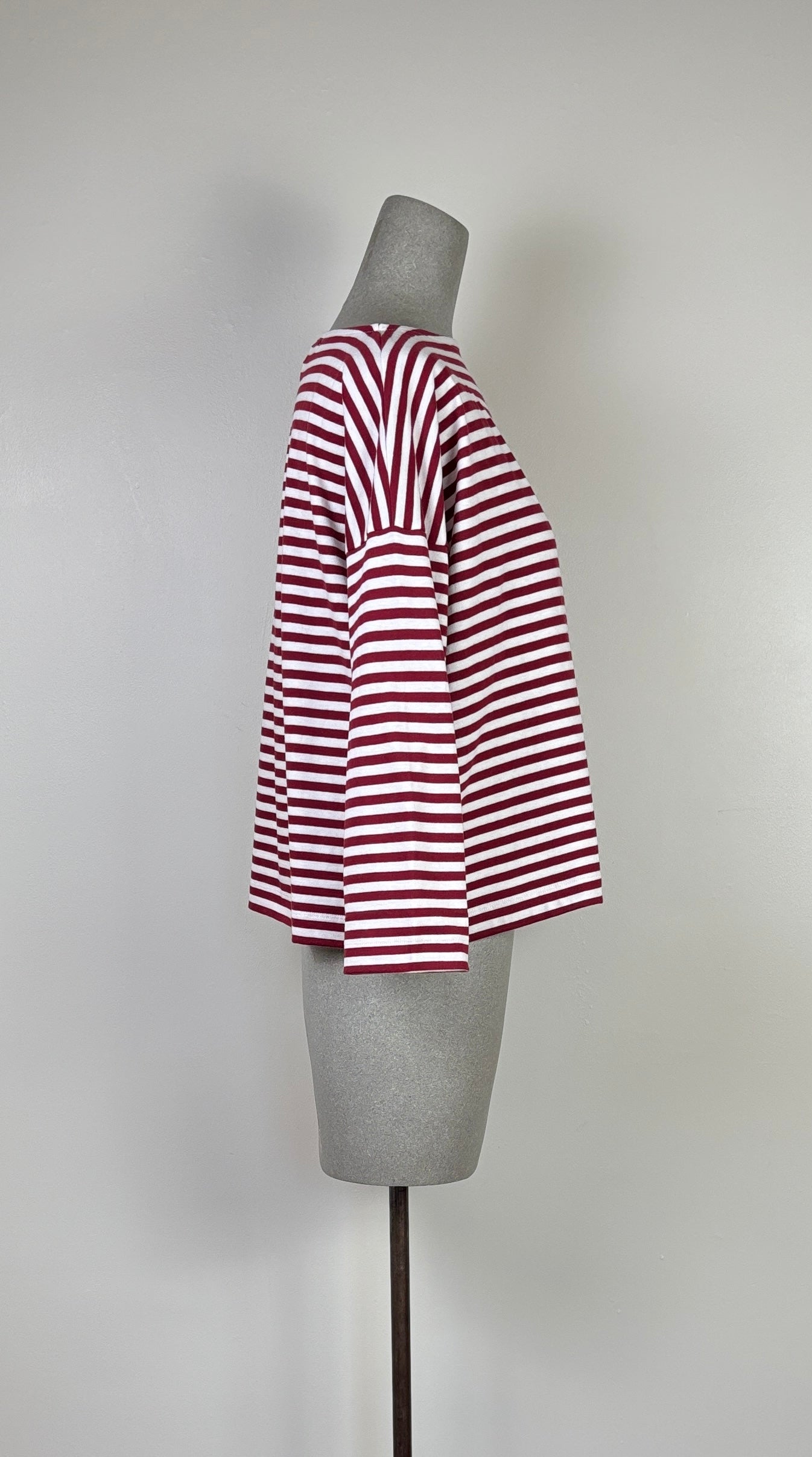 Beaumont Organic ~ Leia-Sue Striped Tee - Burgundy/Off White