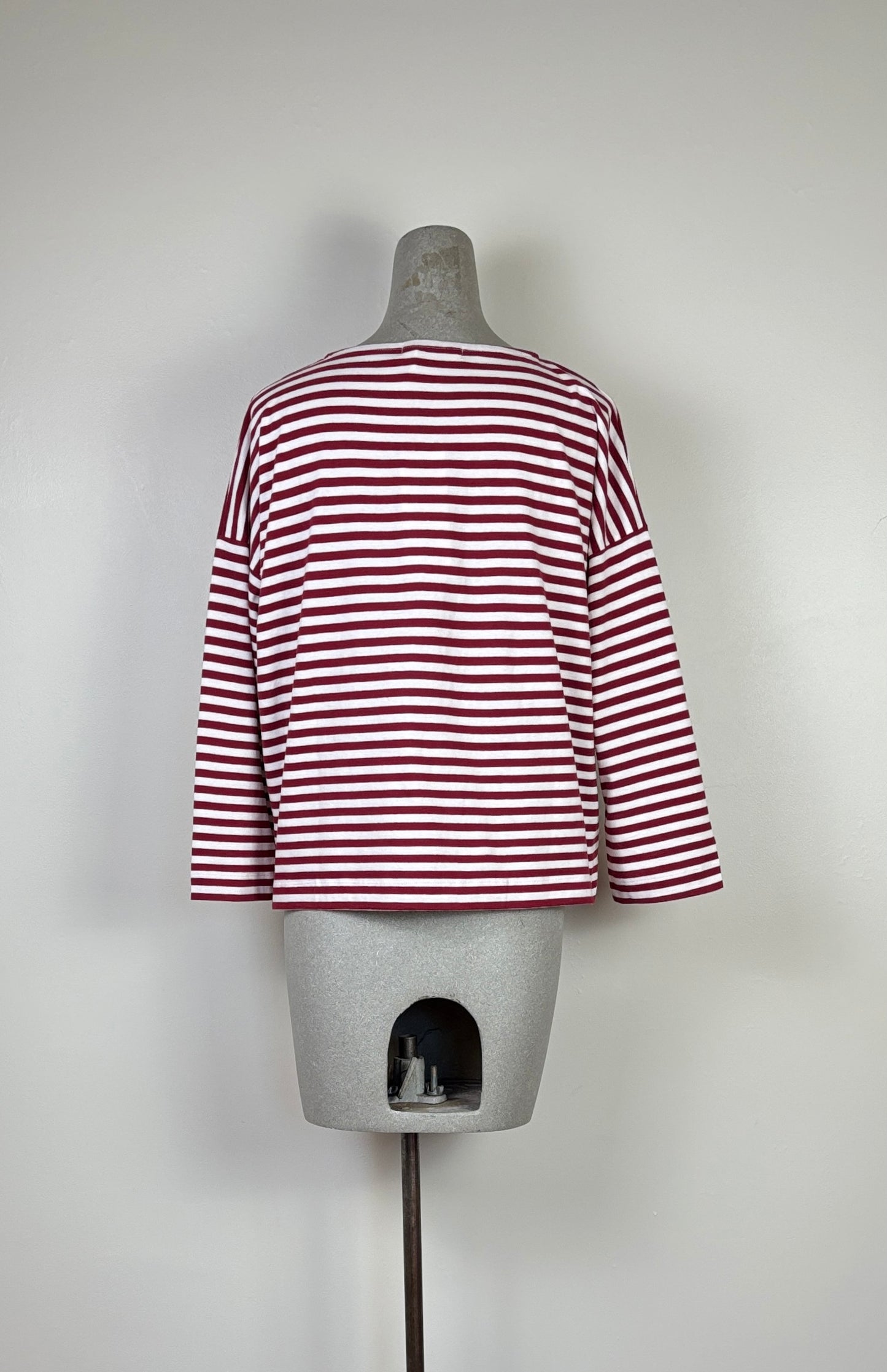 Beaumont Organic ~ Leia-Sue Striped Tee - Burgundy/Off White