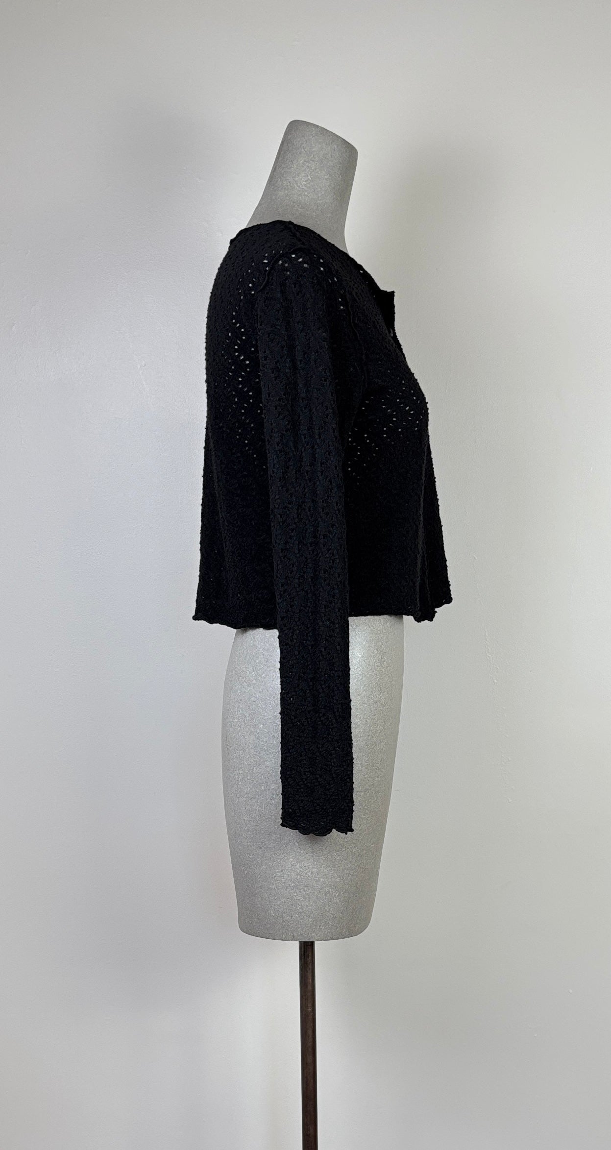 Cut Loose ~ Crochet Crop Cardigan - Black
