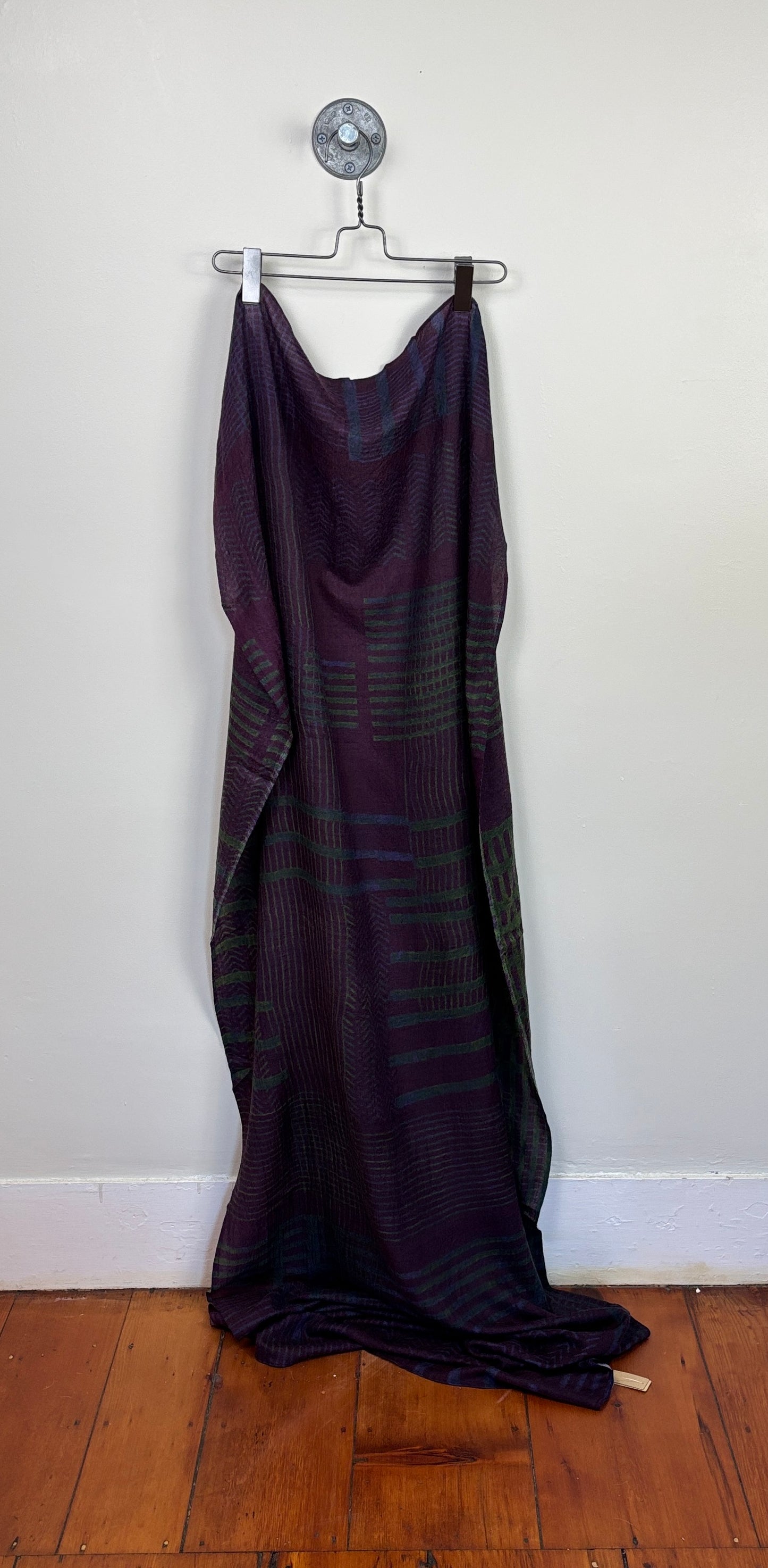 Neeru Kumar  ~  Wool Scarf - Eggplant/Indigo/Green