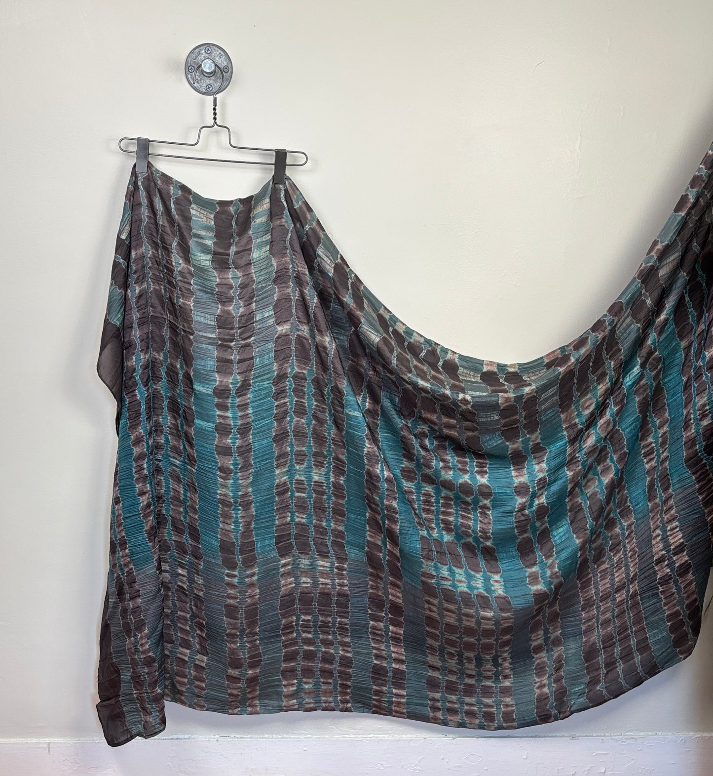 Neeru Kumar  ~  Silk Scarf - Teal/Brown