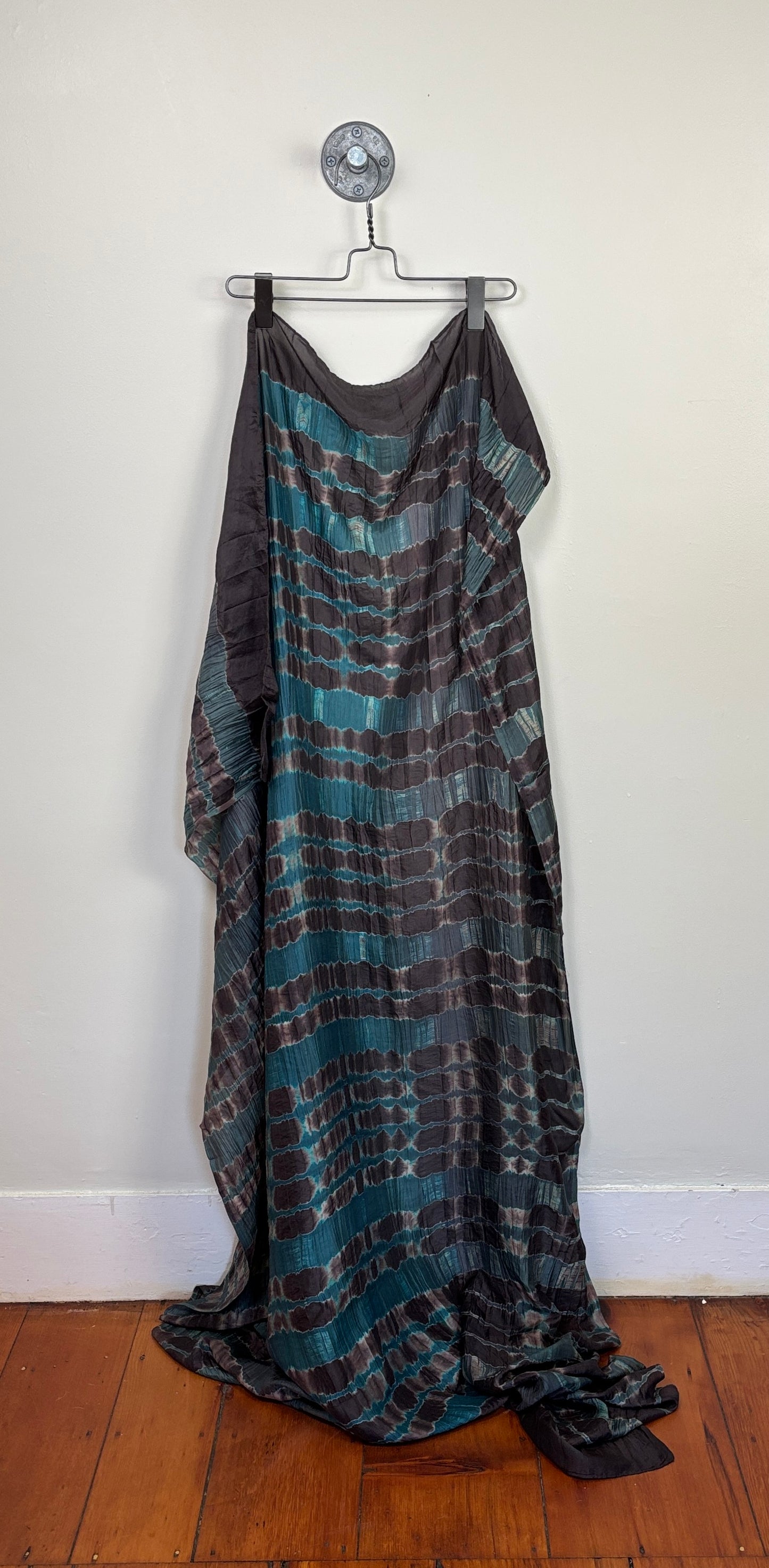 Neeru Kumar  ~  Silk Scarf - Teal/Brown