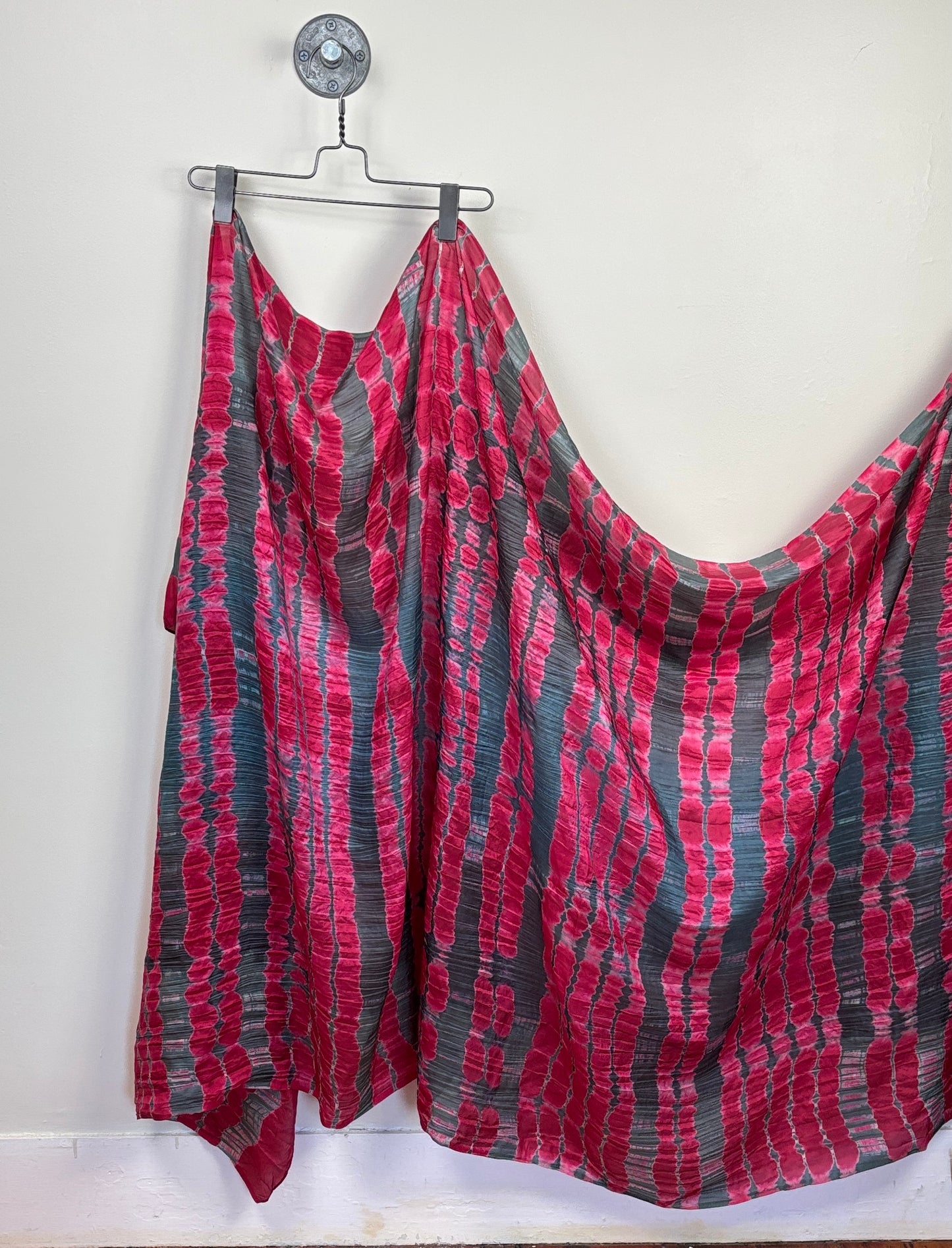 Neeru Kumar  ~  Silk Scarf - Raspberry/Gray