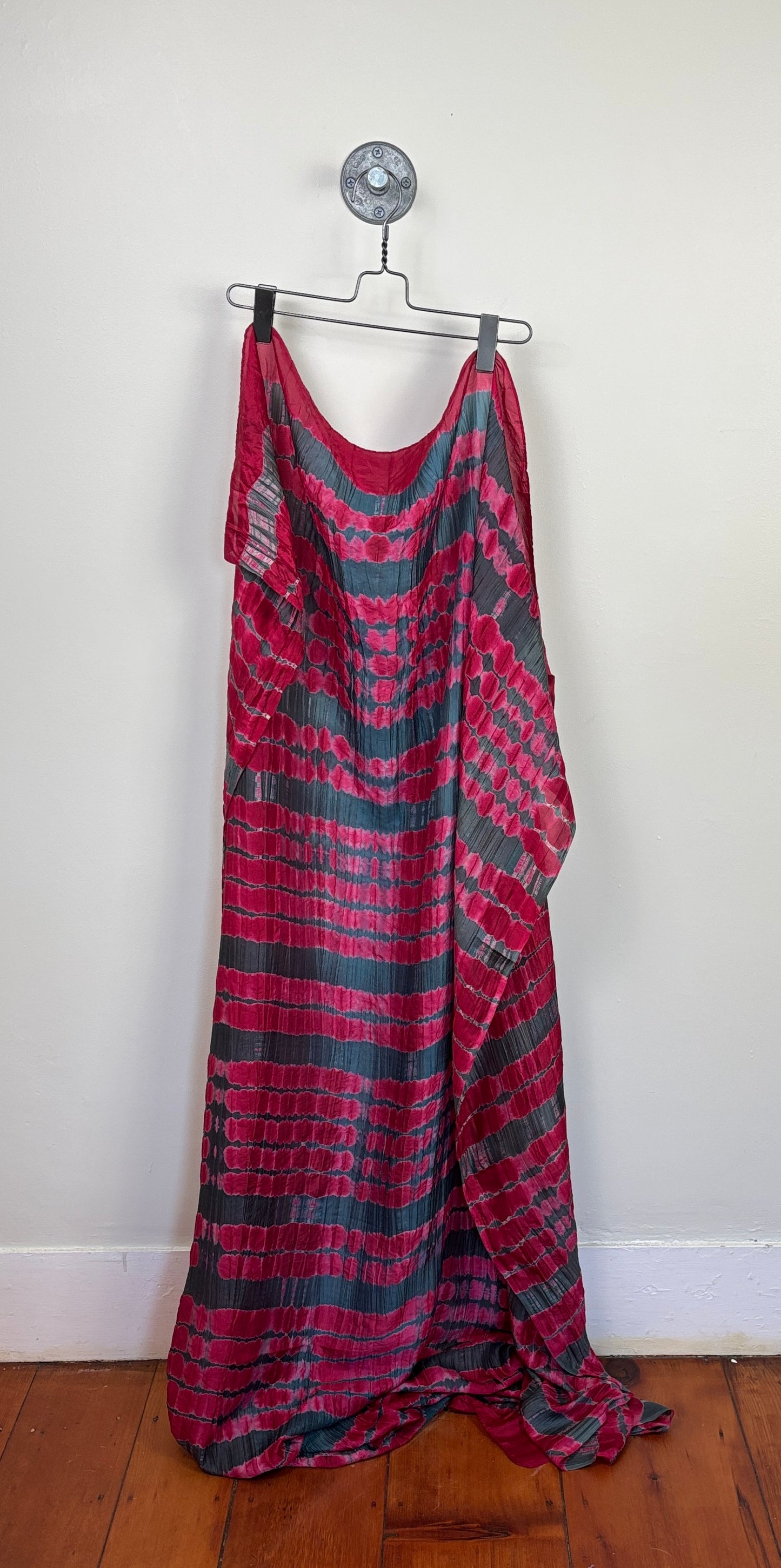 Neeru Kumar  ~  Silk Scarf - Raspberry/Gray