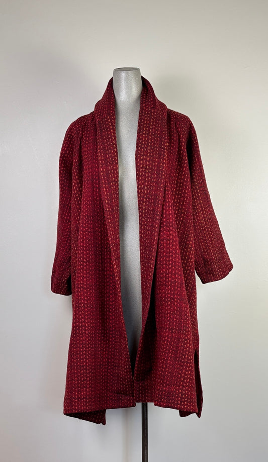 Neeru Kumar  ~  Wool Swing Coat - Red/Orange