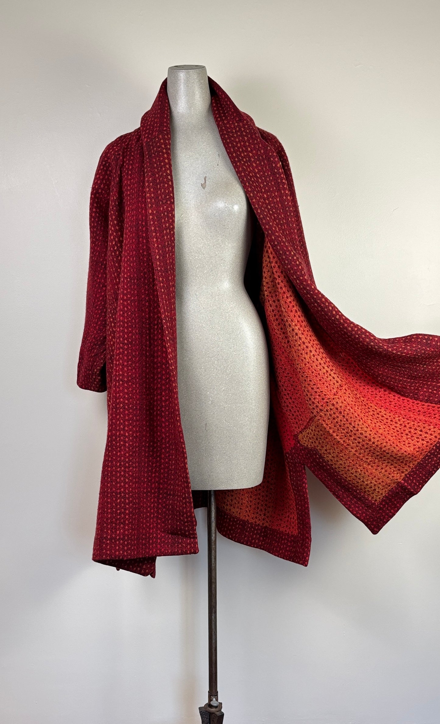 Neeru Kumar ~ Wool Swing Coat - Red/Orange