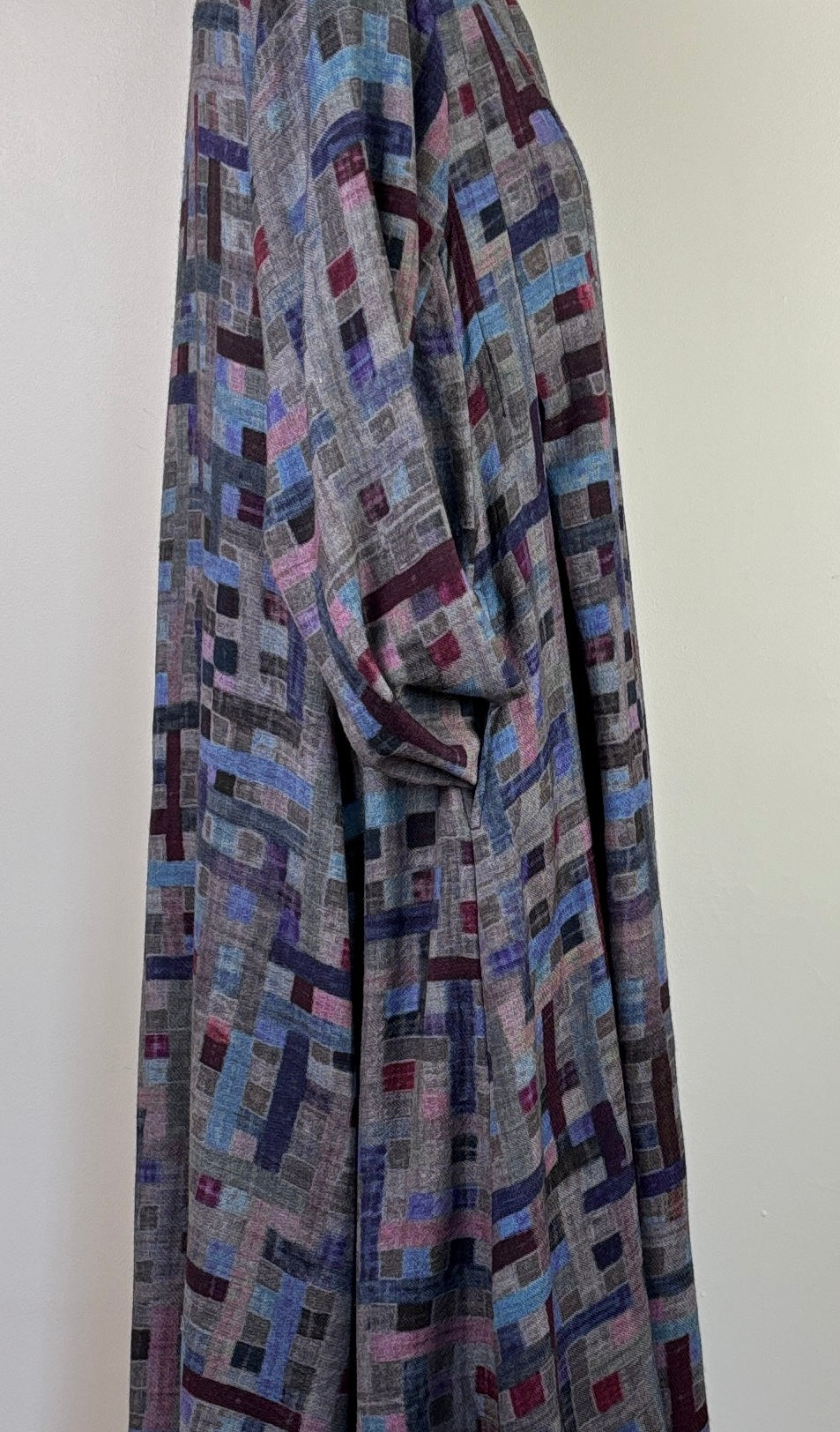 Neeru Kumar  ~  Wool Tuck Pleat Dress - Gray Multi Check