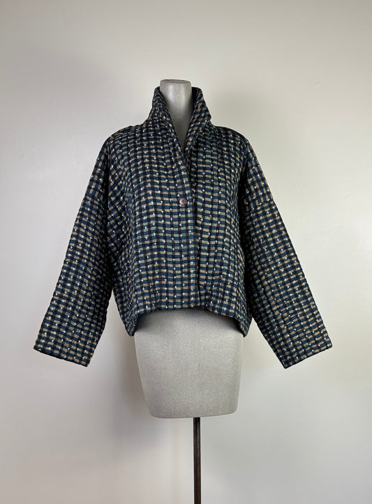 Neeru Kumar  ~  Quilted Check Jacket - Blue/Brown