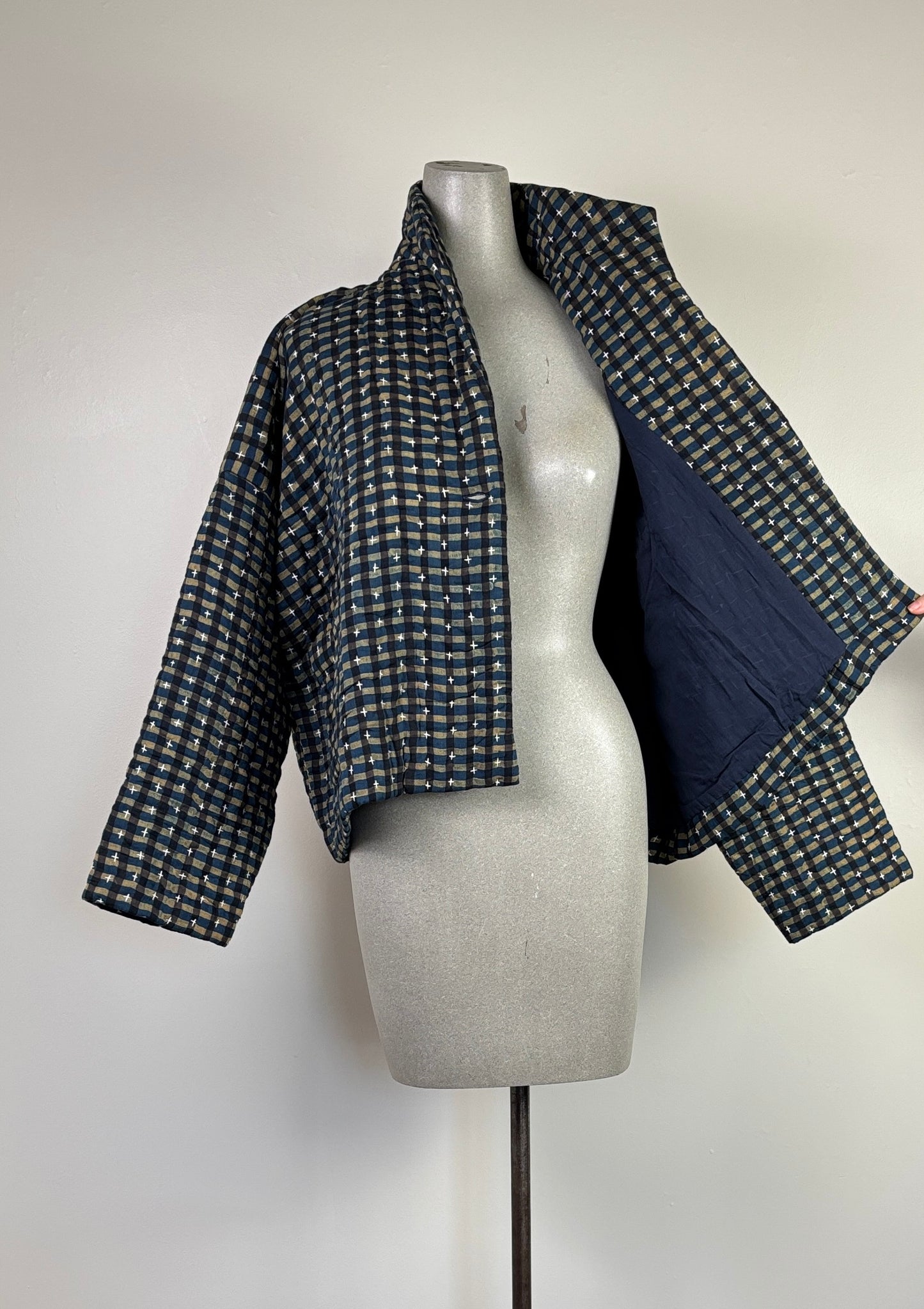 Neeru Kumar ~ Quilted Check Jacket - Blue/Brown