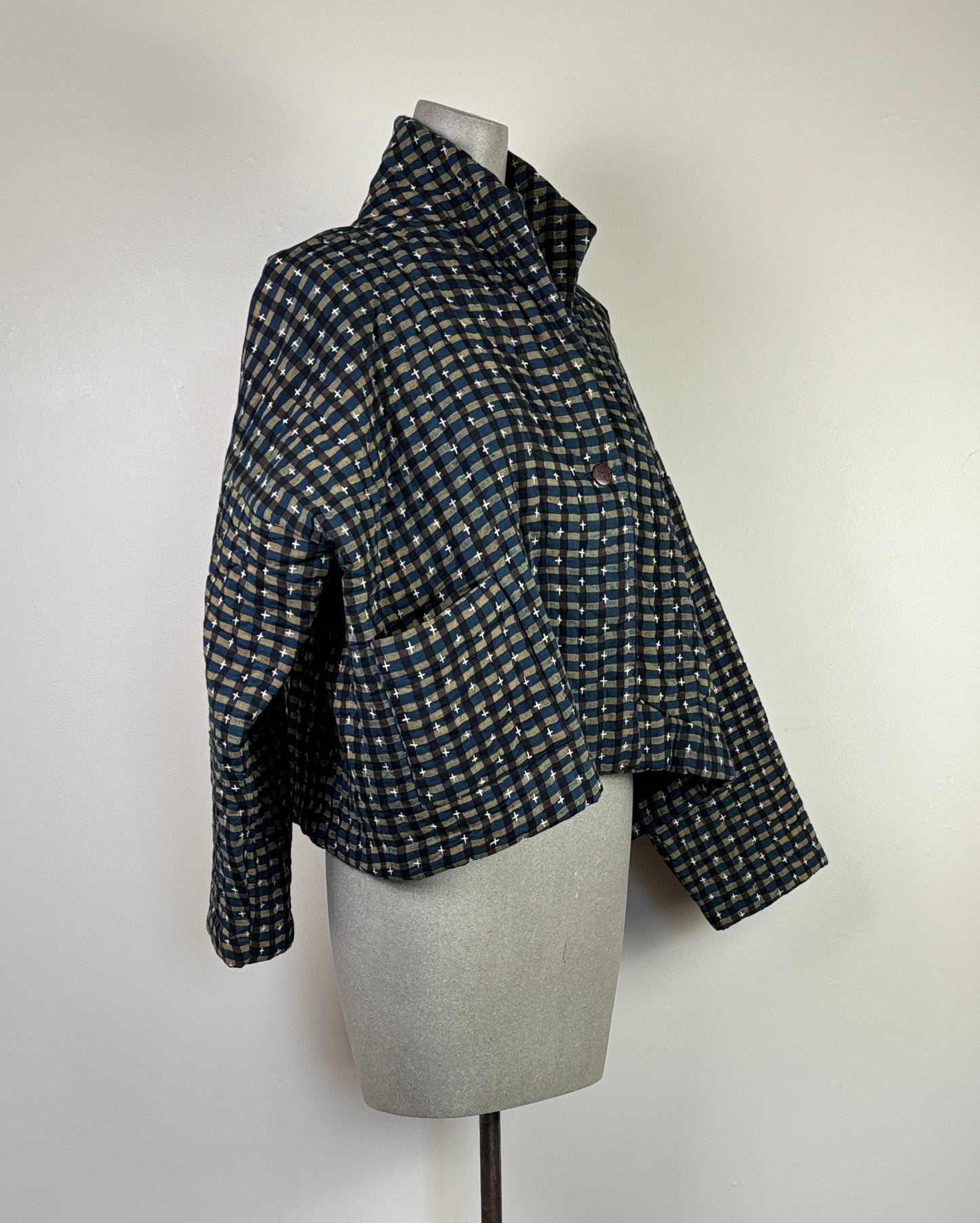 Neeru Kumar ~ Quilted Check Jacket - Blue/Brown