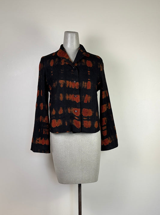 Neeru Kumar  ~  Crop Button Front Jacket - Black/Orange