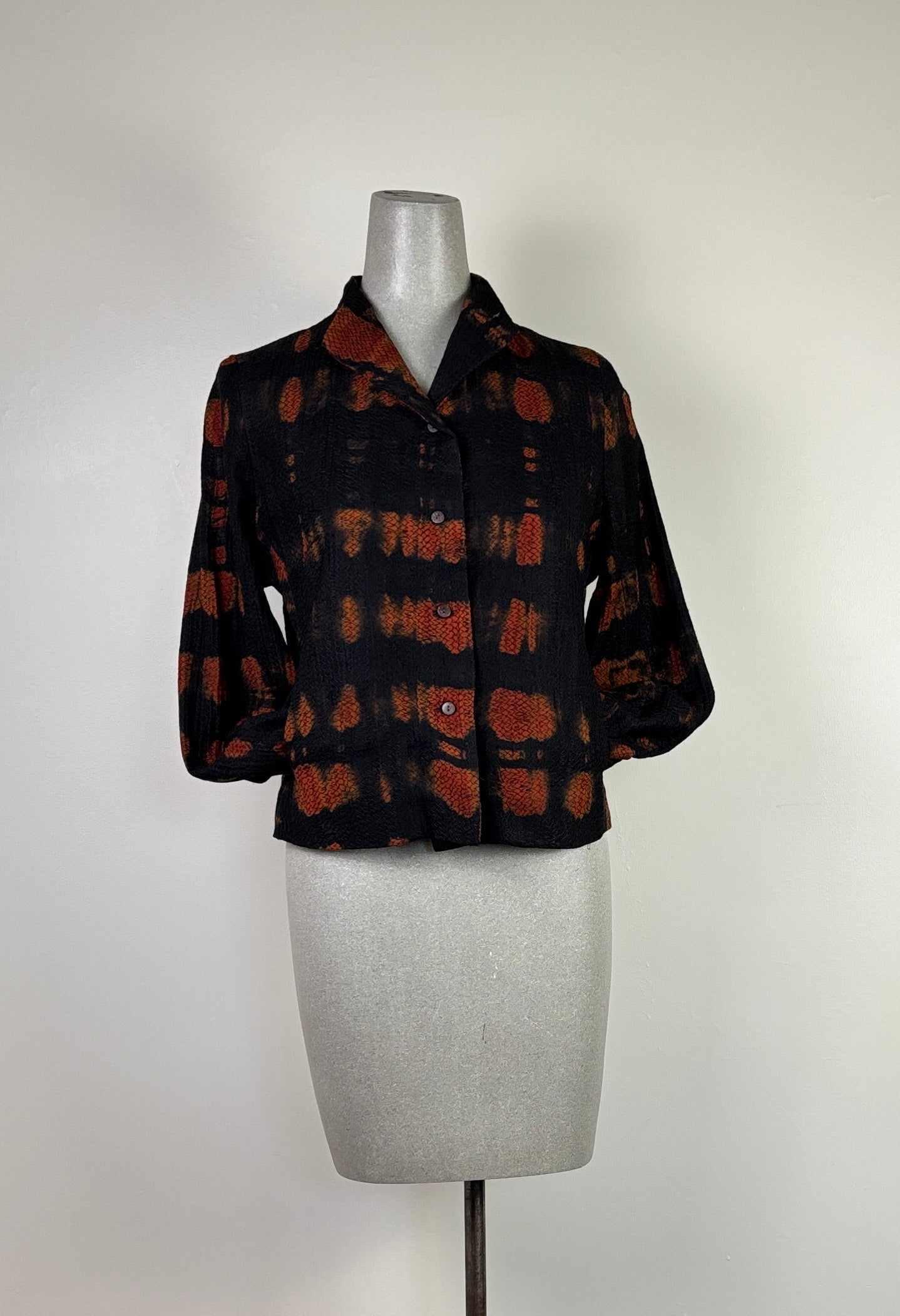 Neeru Kumar ~ Crop Button Front Jacket - Black/Orange