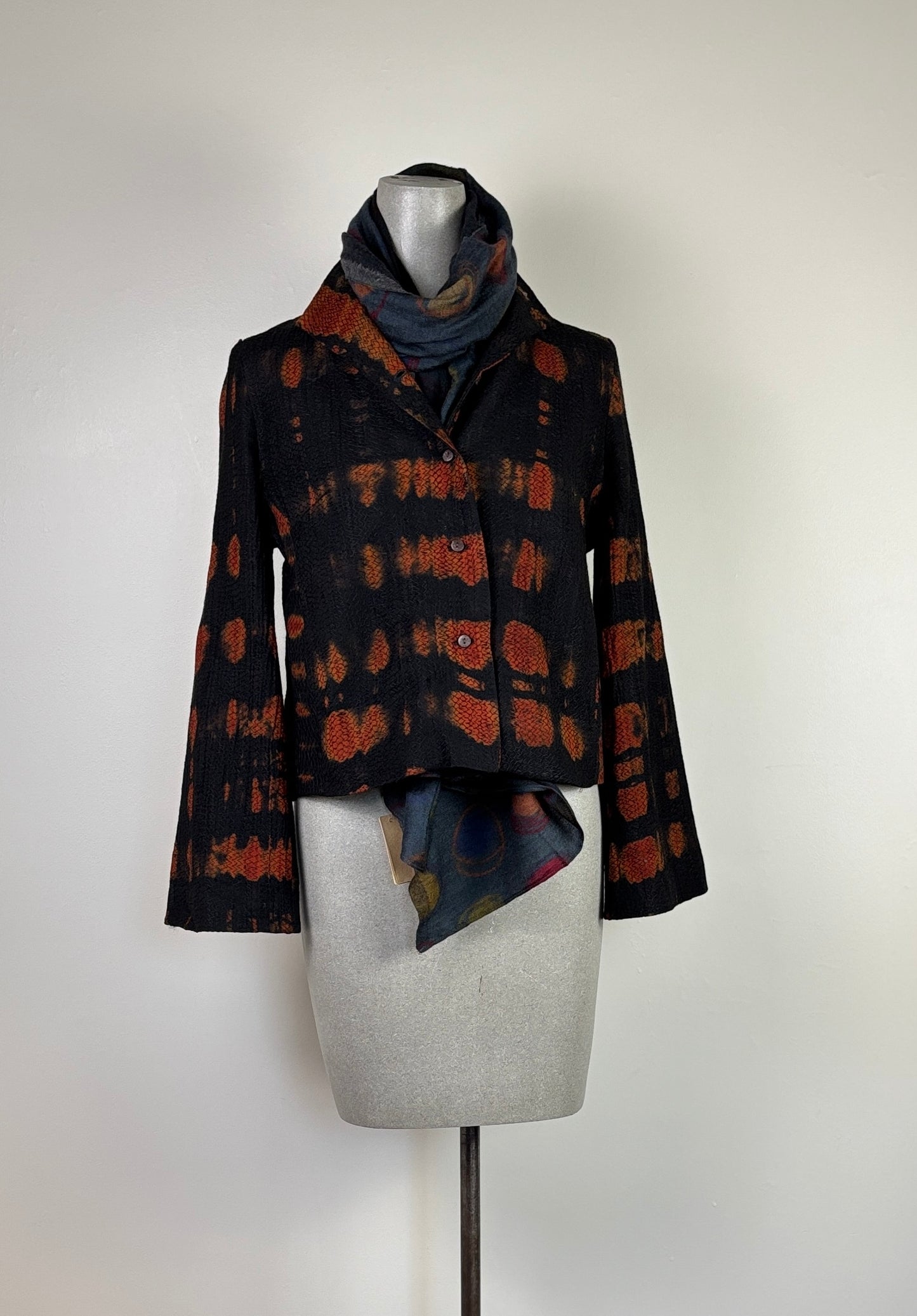 Neeru Kumar ~ Crop Button Front Jacket - Black/Orange
