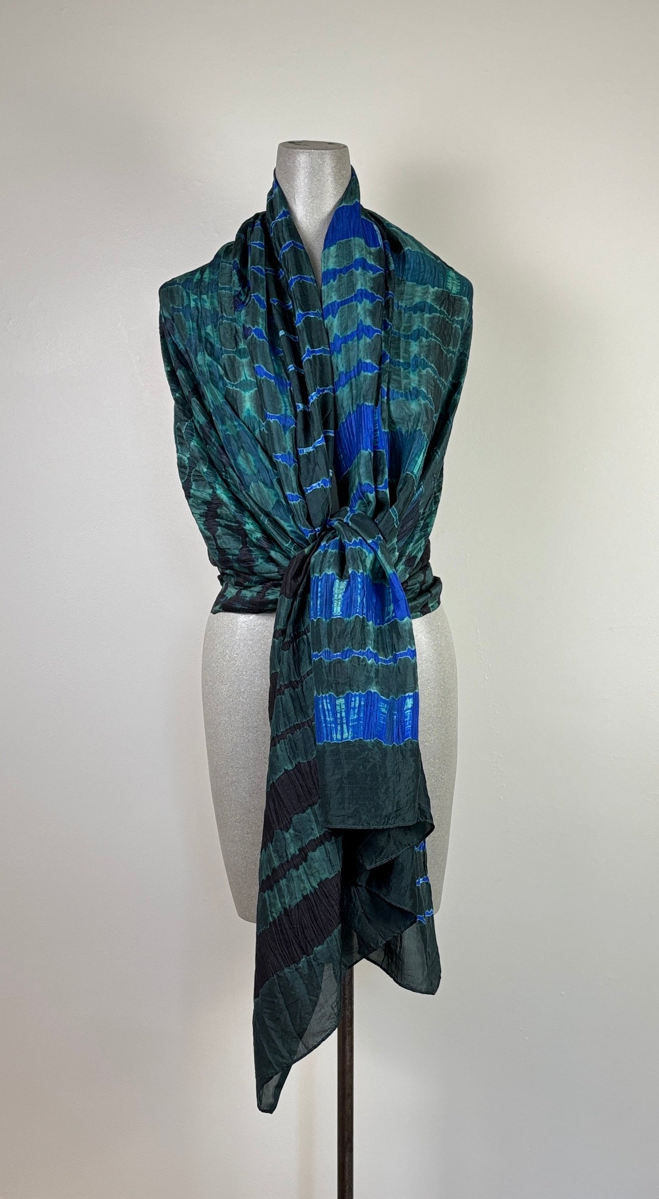Neeru Kumar  ~  Silk Scarf - Green/Royal