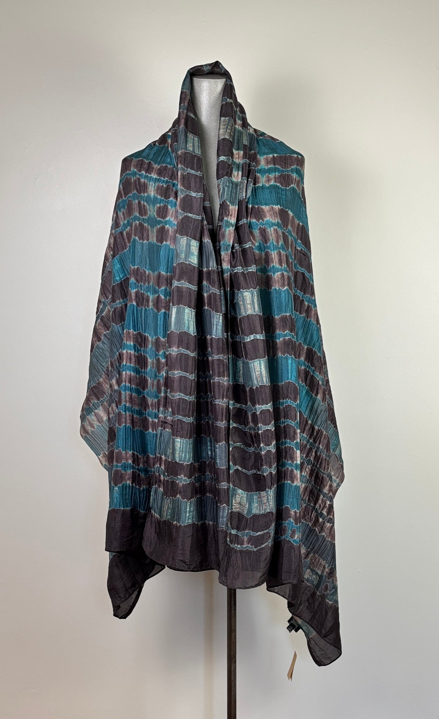 Neeru Kumar  ~  Silk Scarf - Teal/Brown