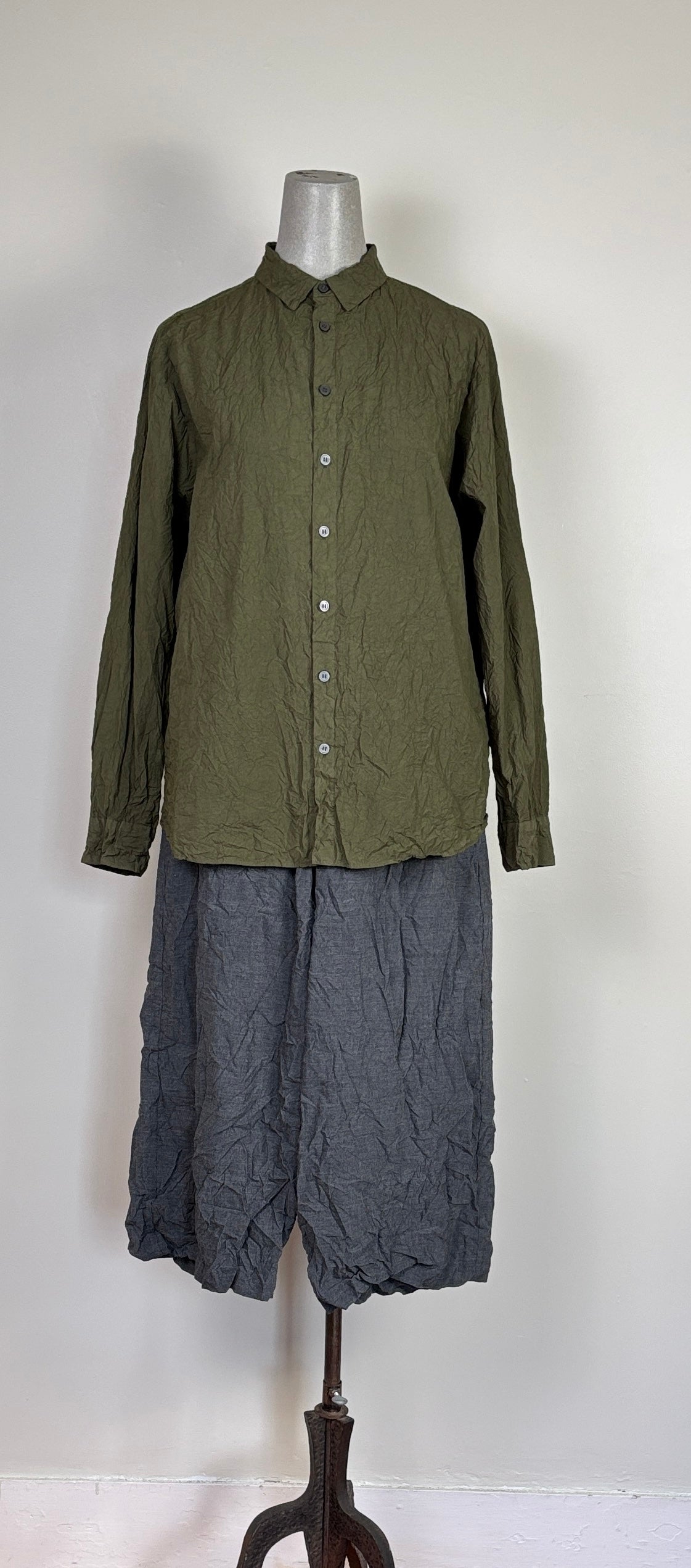 Pas de Calais ~ Cotton Typewriter Blouse - Khaki