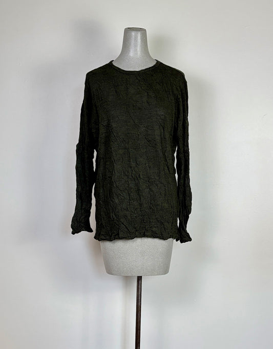 Pas de Calais  ~  Gauze Crinkle Pullover - Khaki