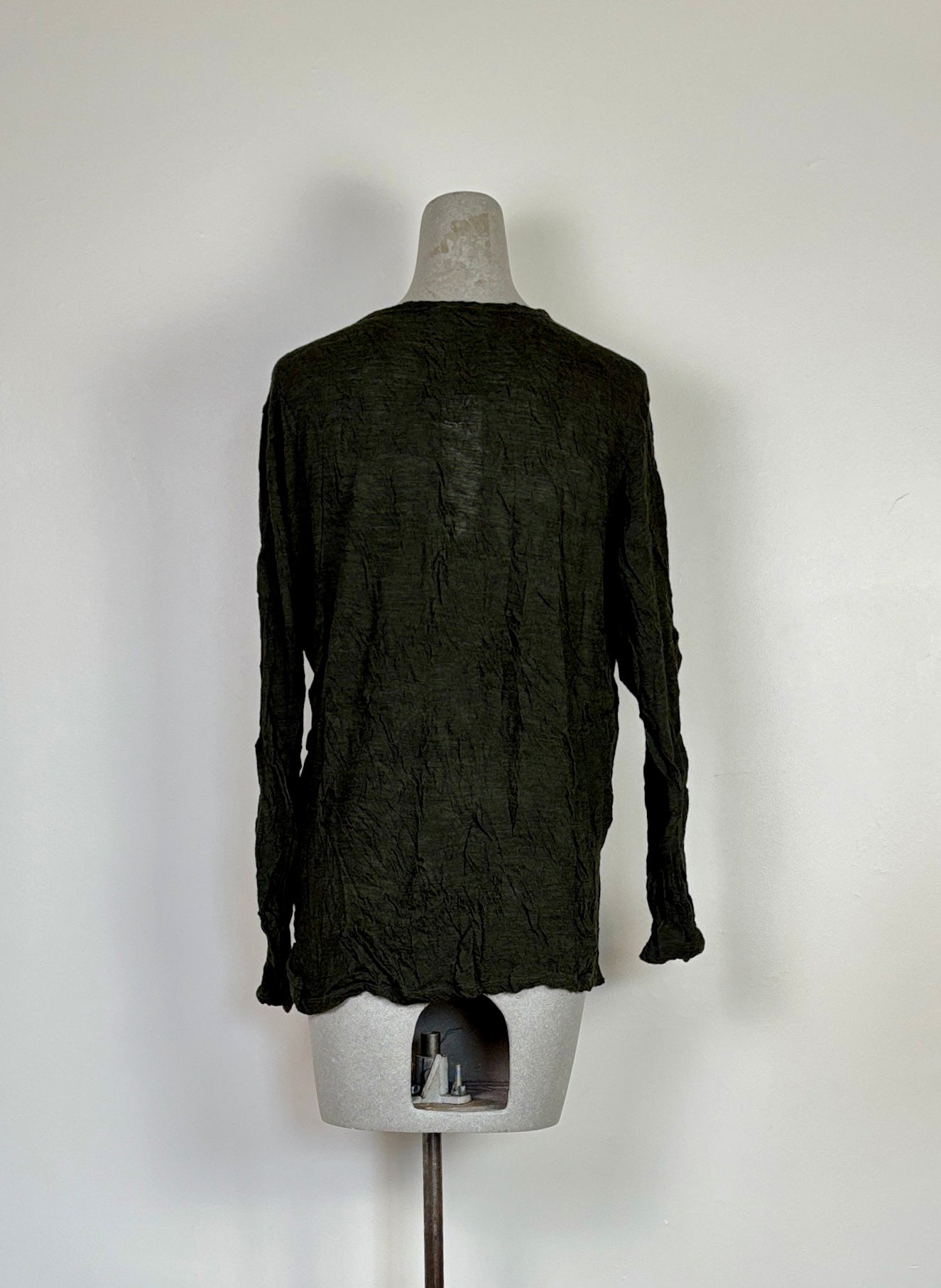 Pas de Calais ~ Gauze Crinkle Pullover - Khaki