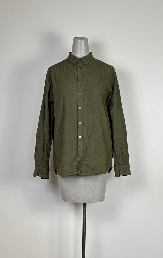 Pas de Calais  ~  Cotton Typewriter Blouse - Khaki